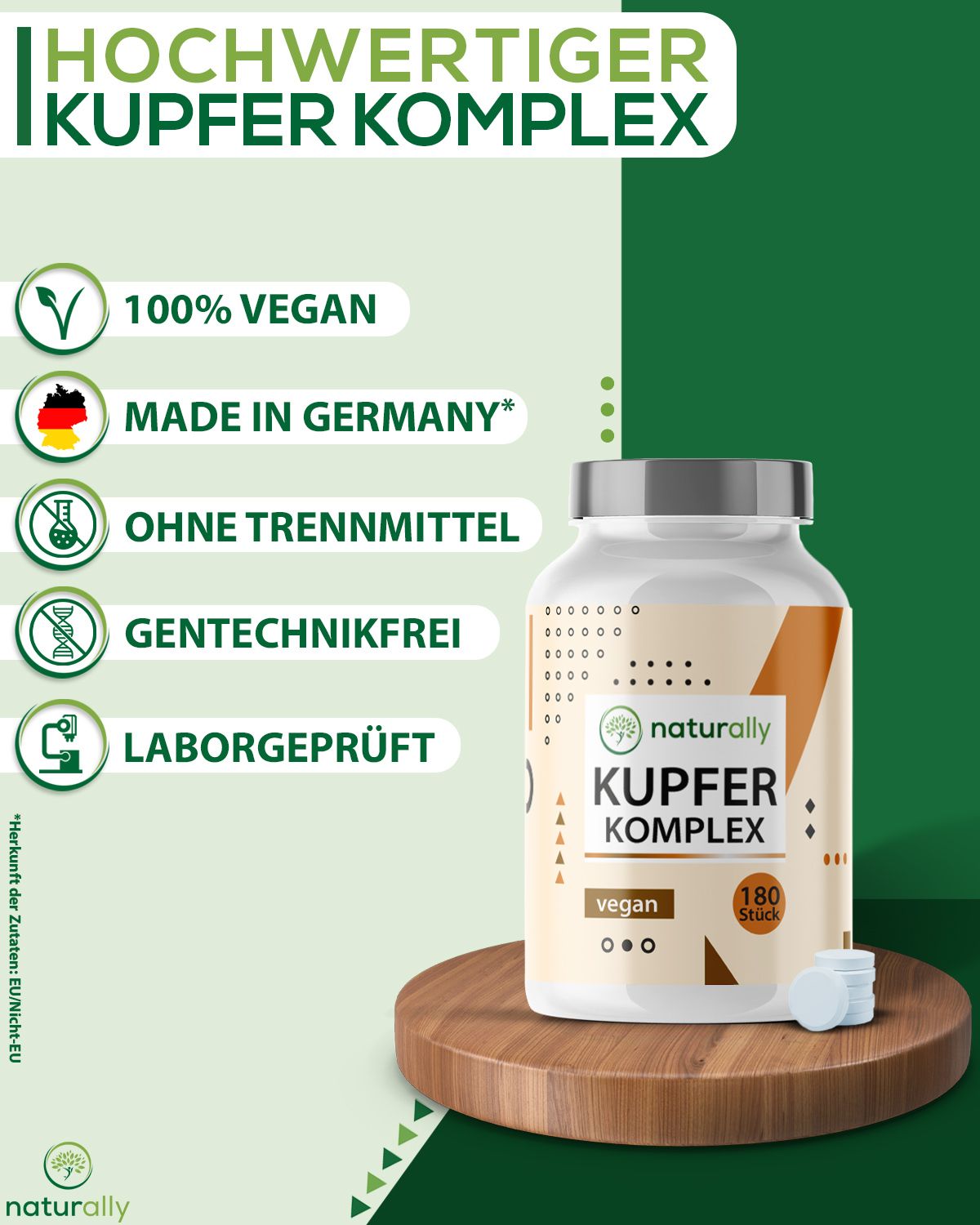 naturally Kupfer Komplex | 2 mg elementares Kupfer
