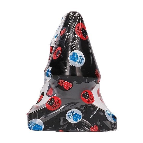 Kegelförmiger Analplug, schwarz, mit Basis. Auf der Basis ist die Zahl 9 eingeprägt.