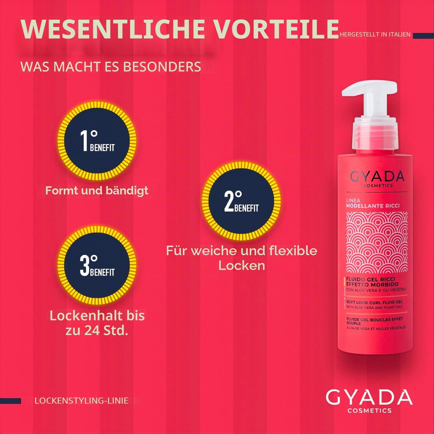 Gyada Cosmetics Locken Fluid-Gel mit Aloe Vera und Pflanzenextrakten.