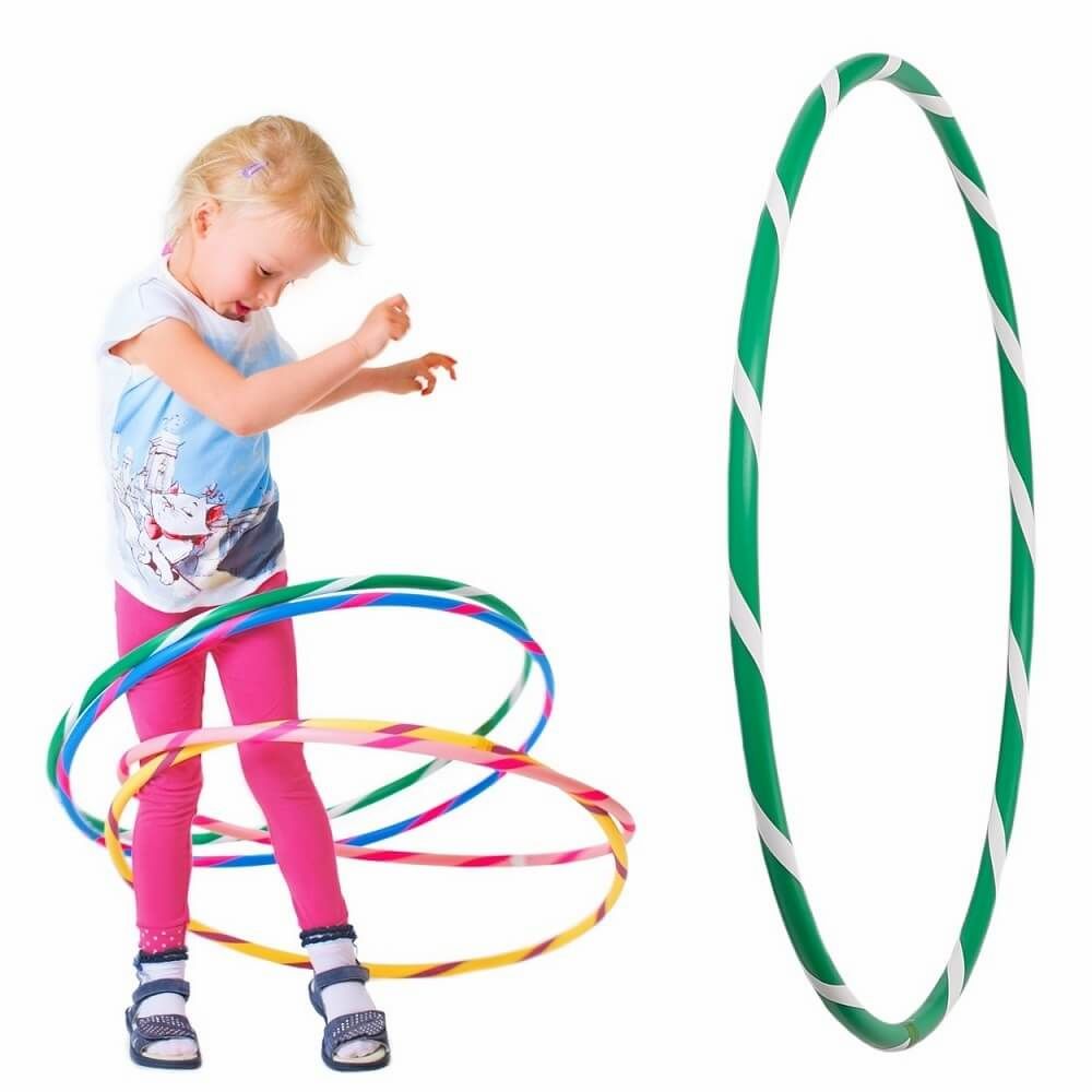 Hoopomania Kinder-Hula-Hoop mit Grip-Tape | Ø 80 cm | Grün-Weiß