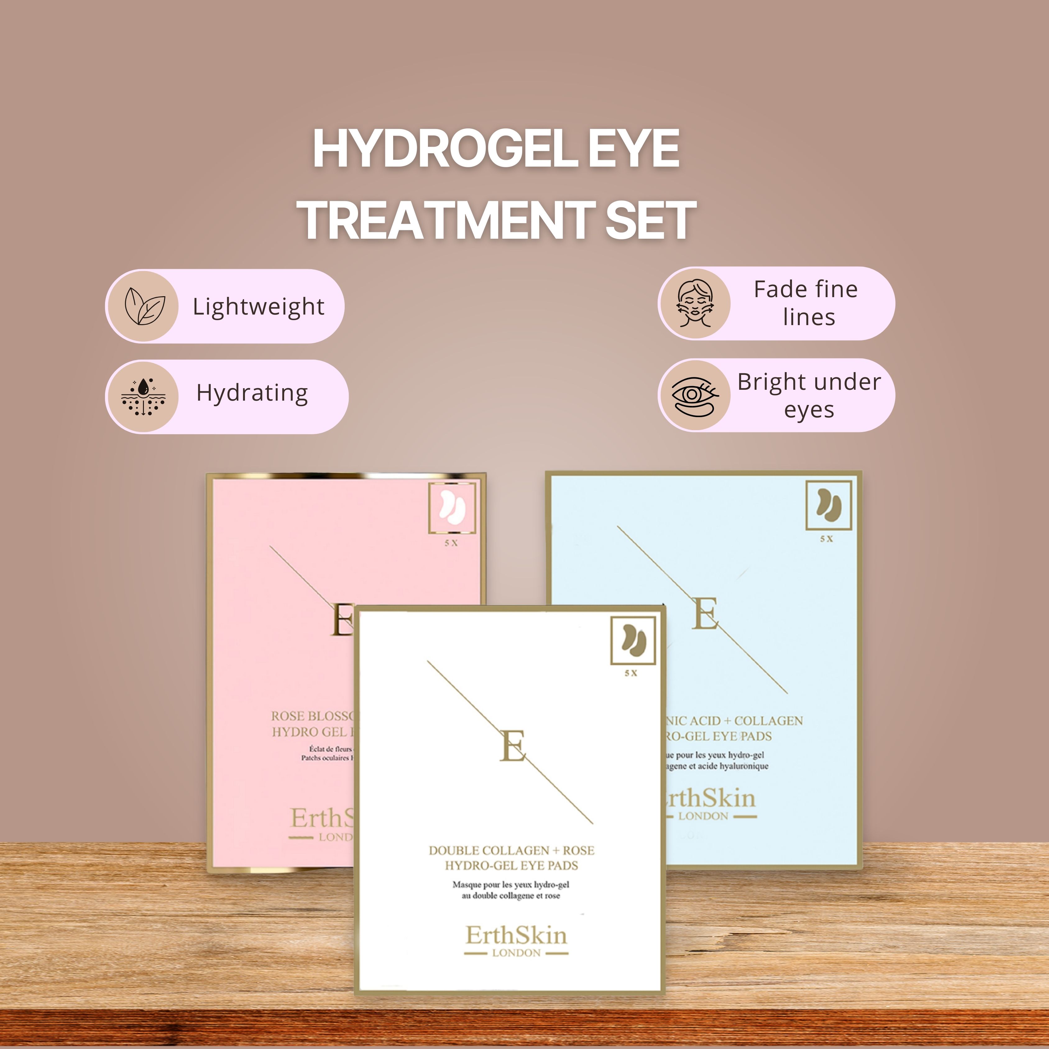ErthSkin London Rosenblüten-Augenpads + Doppelkollagen-Augenpads + Hydrogel-Augenpads