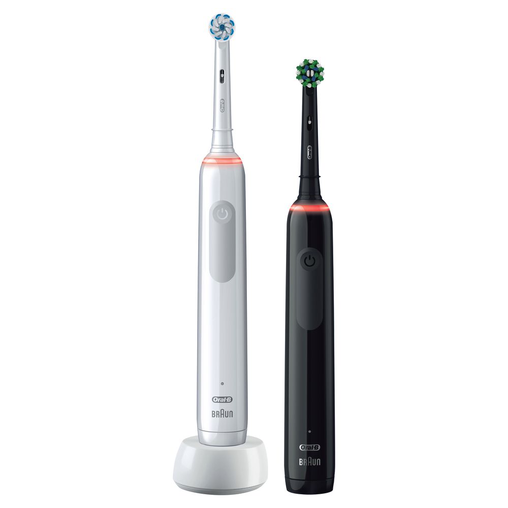 Oral-B - Elektrische Zahnbürste "Pro 3 + 2. Handstück" in Schwarz und Weiß
