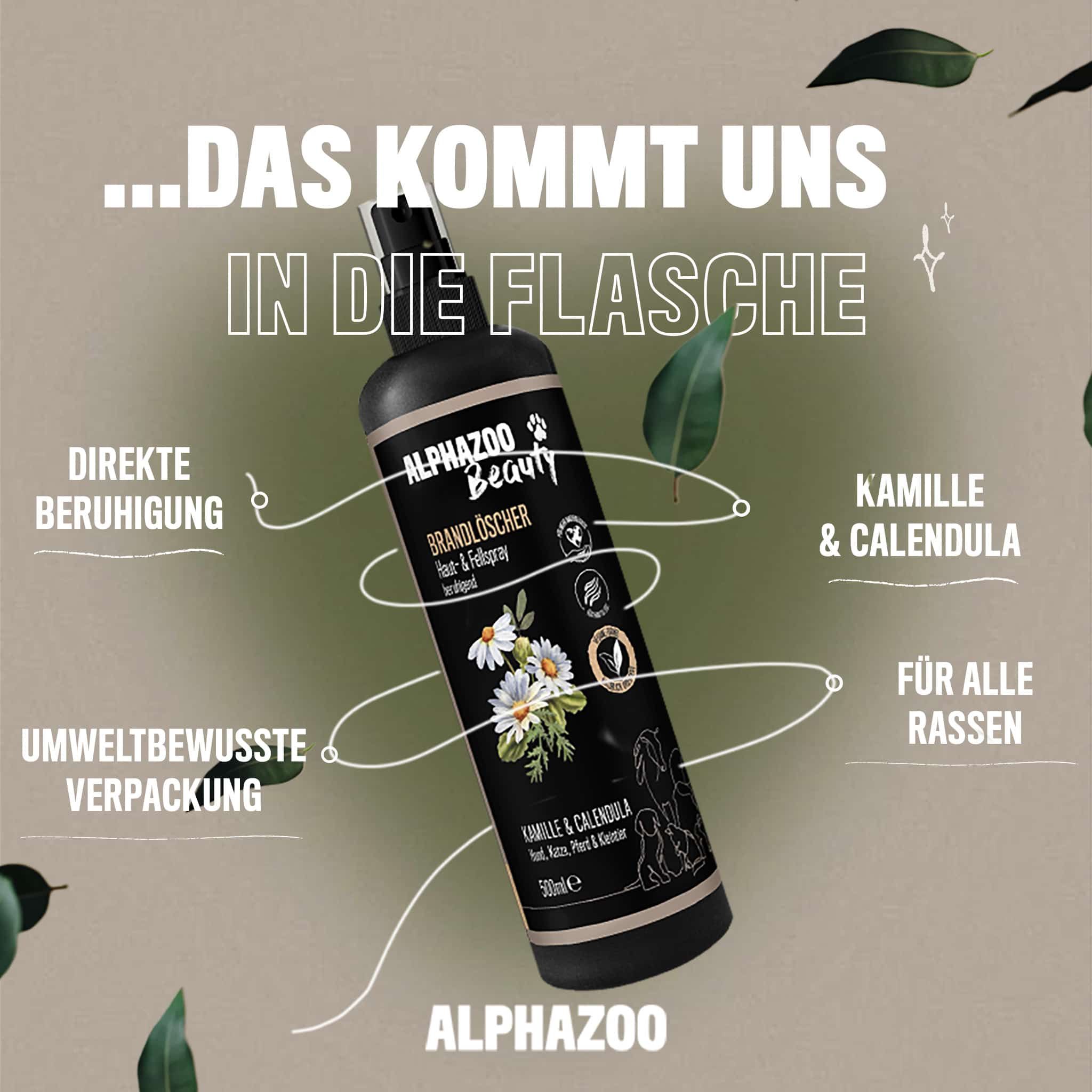 ALPHAZOO Brandlöscher Anti Juckreiz Spray für Hunde & Katzen I Sanfte Beruhigung für Fell und Haut