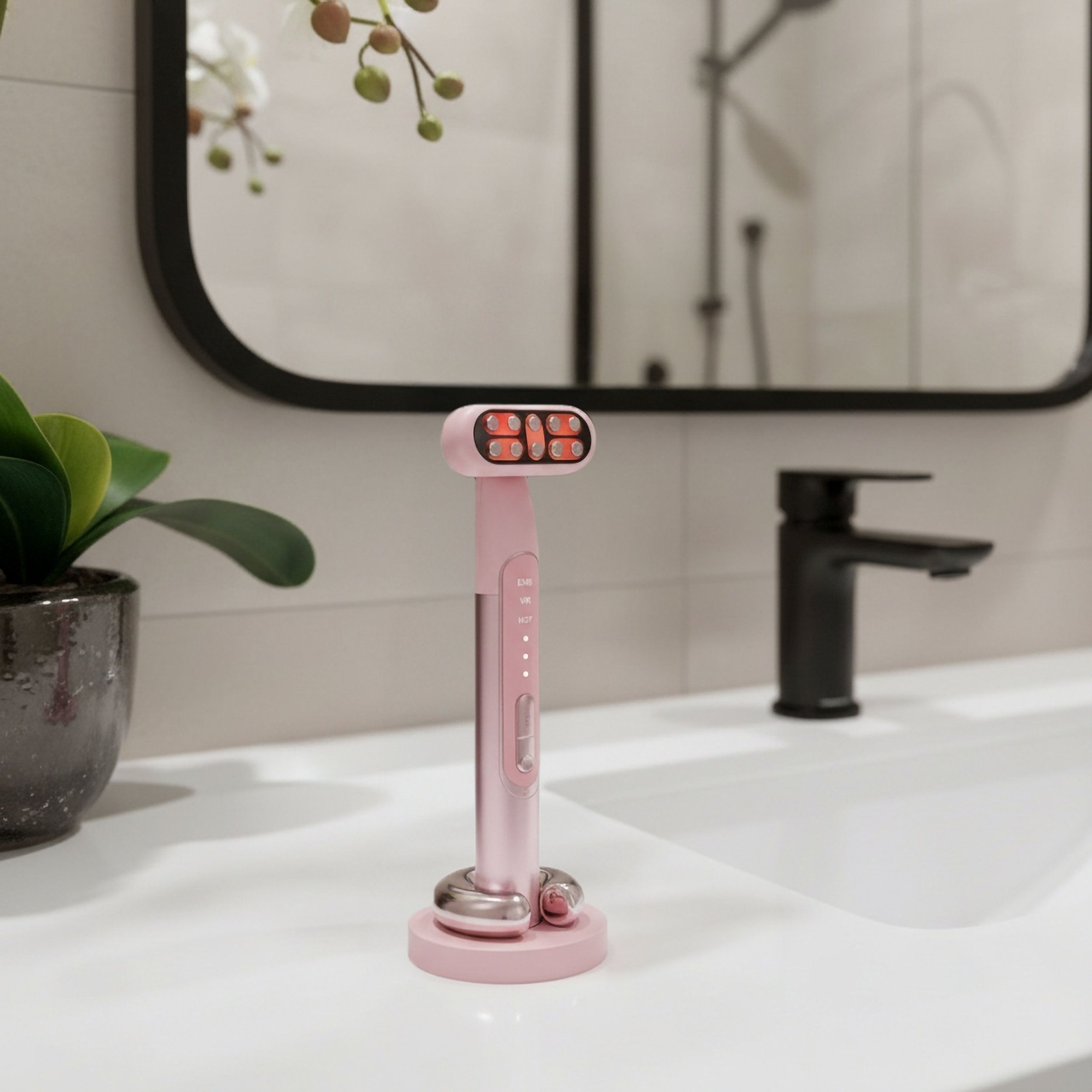 Institut-Set Gesicht & Augen – RF EMS LED Anti-Aging-Gesichtsgerät + Augenmaske