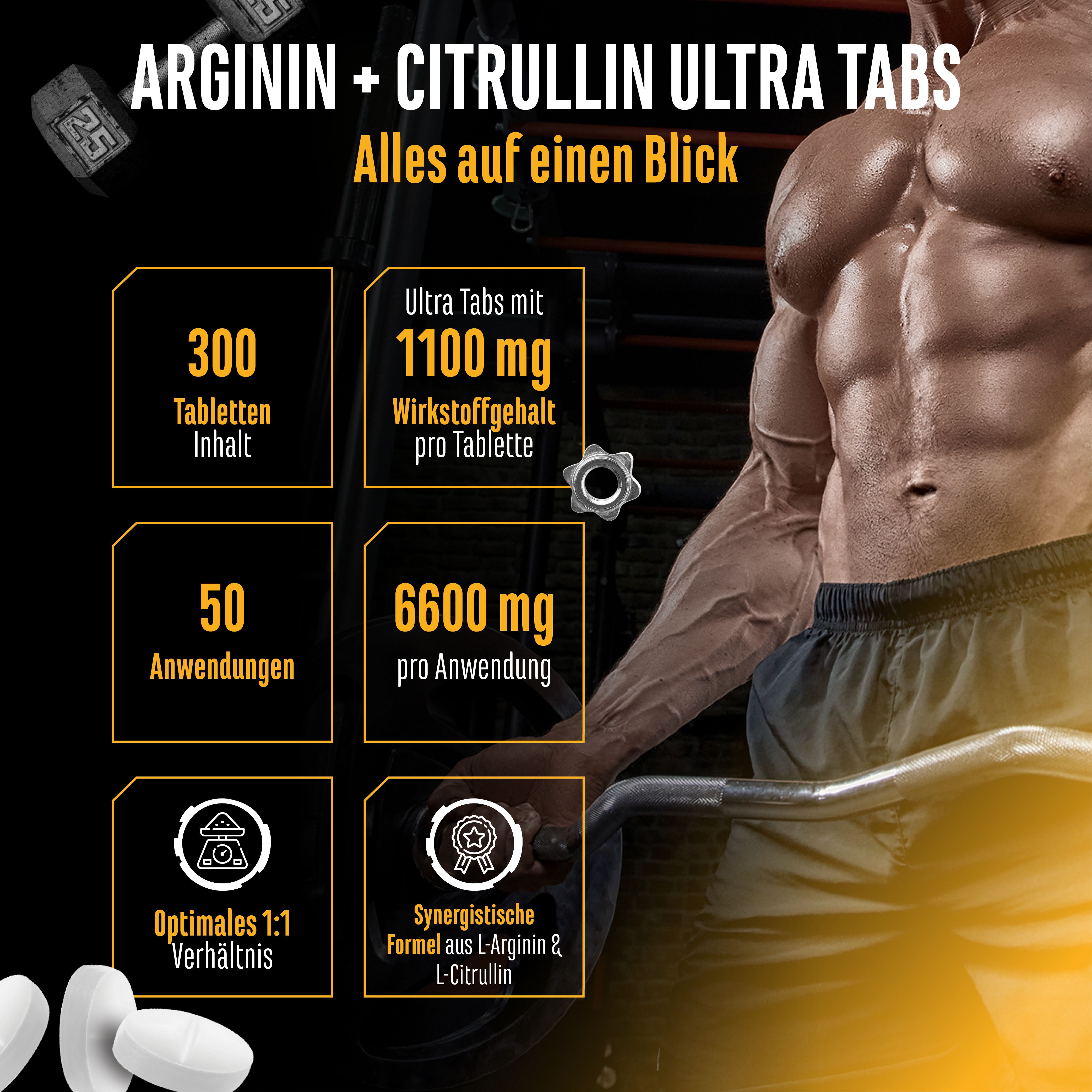 Tabletten mit 1100 mg Wirkstoff pro Tablette. 300 Tabletten Inhalt. 50 Anwendungen. Optimale 1:1 Verhältnis. Synergistische Formel.