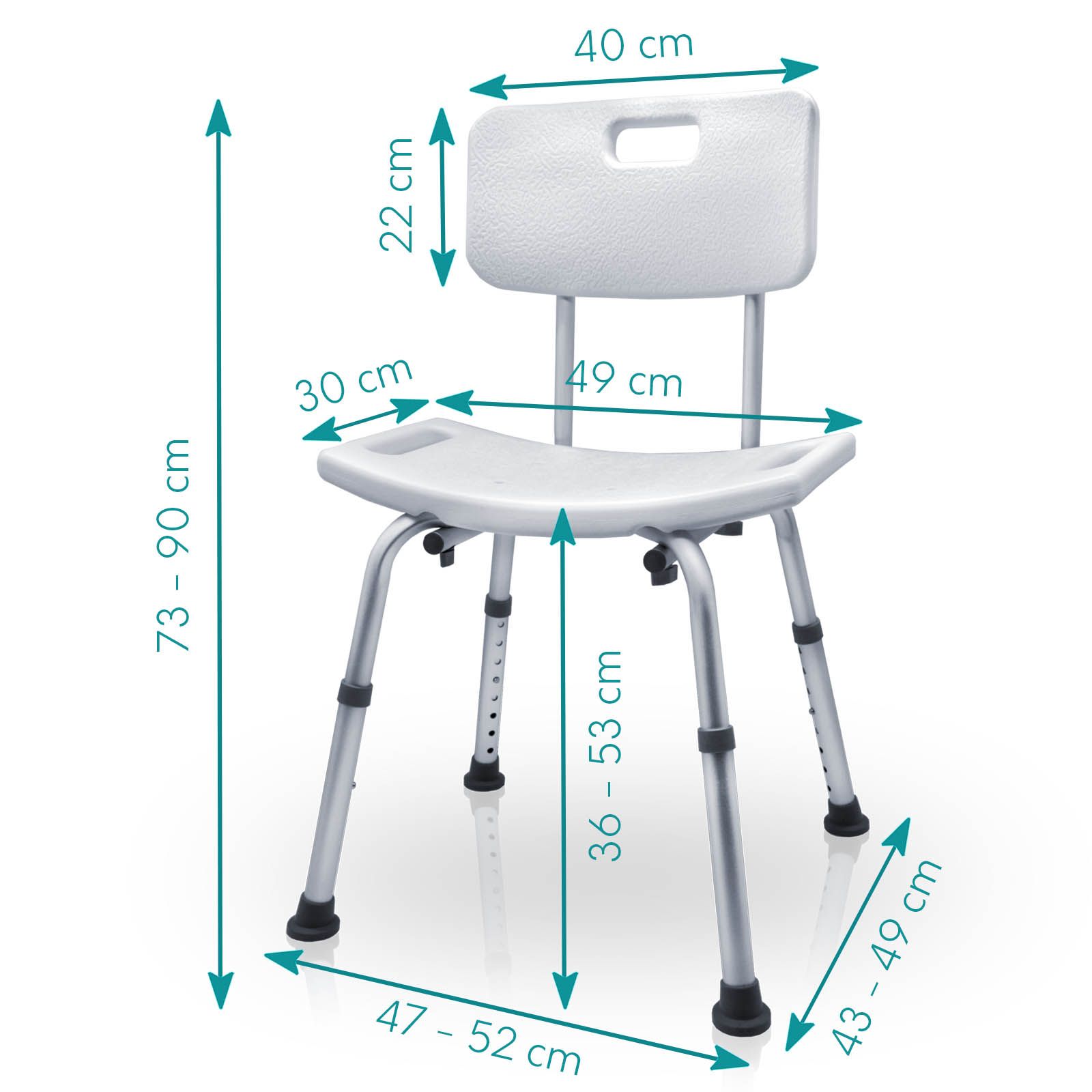 Mobility Plus+ Duschhocker SC20+ mit Rückenlehne & Anti-Rutsch