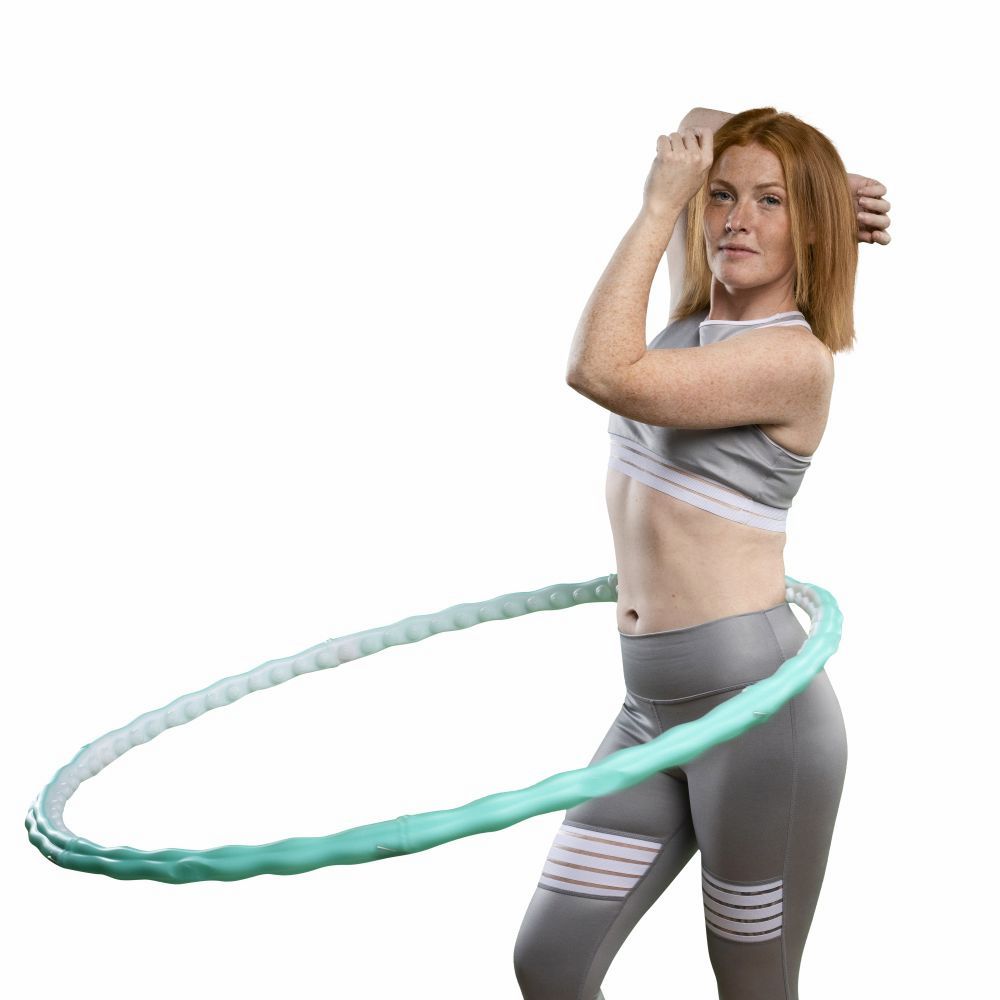 Hoopomania Slim Hoop Massage-Hula-Hoop, 0,72 kg, Ø 100 cm, Hellgrün/Weiß