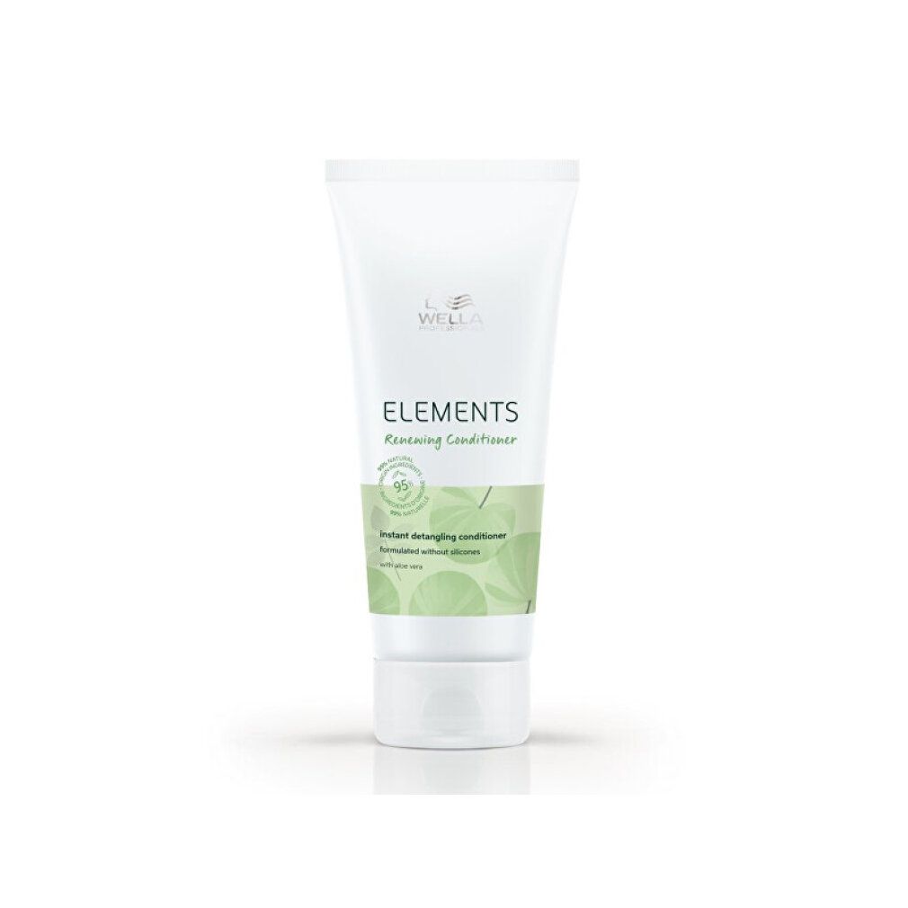 Tube Wella Elements Spülung. Weiß mit grüner Banderole. Produktname und Logo sichtbar.