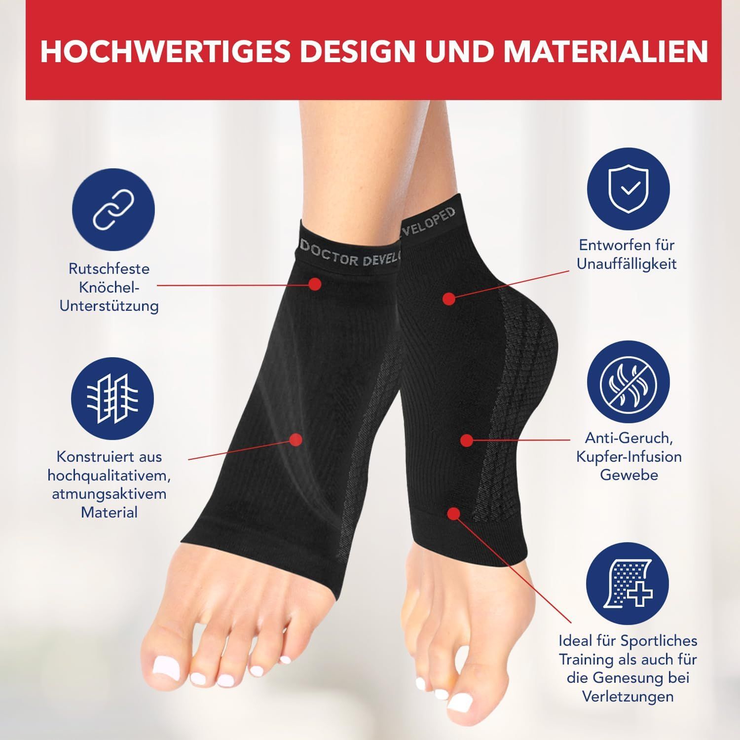 Schwarze Ellbogenbandage mit atmungsaktivem Design.