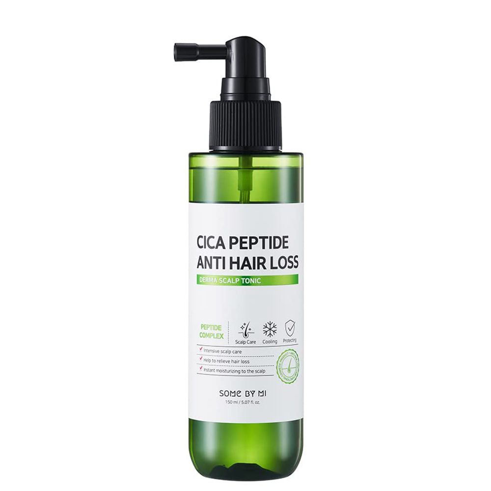 Grüne Flasche mit Pumpspender für Cica Peptide Anti Hair Loss Scalp Tonic.