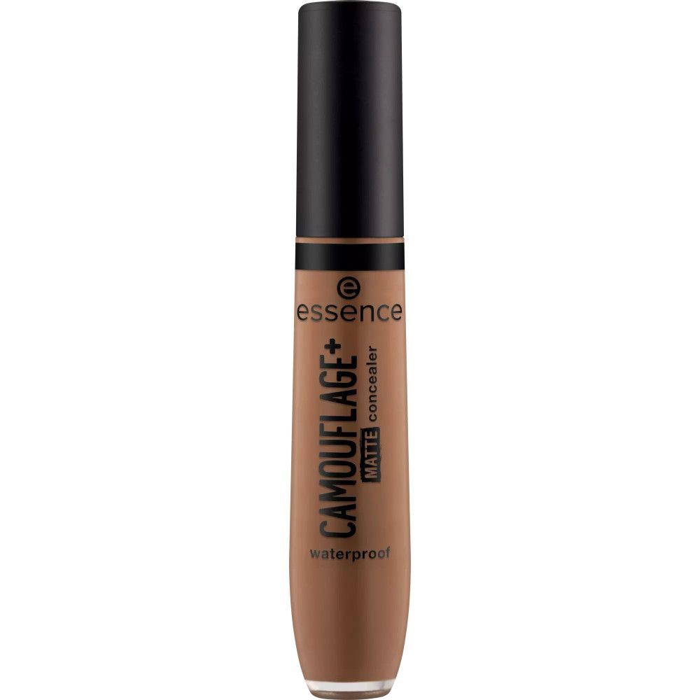 Essence Camouflage+ Matt Concealer, braune Tube mit schwarzem Deckel. Produktname und Marke deutlich sichtbar.