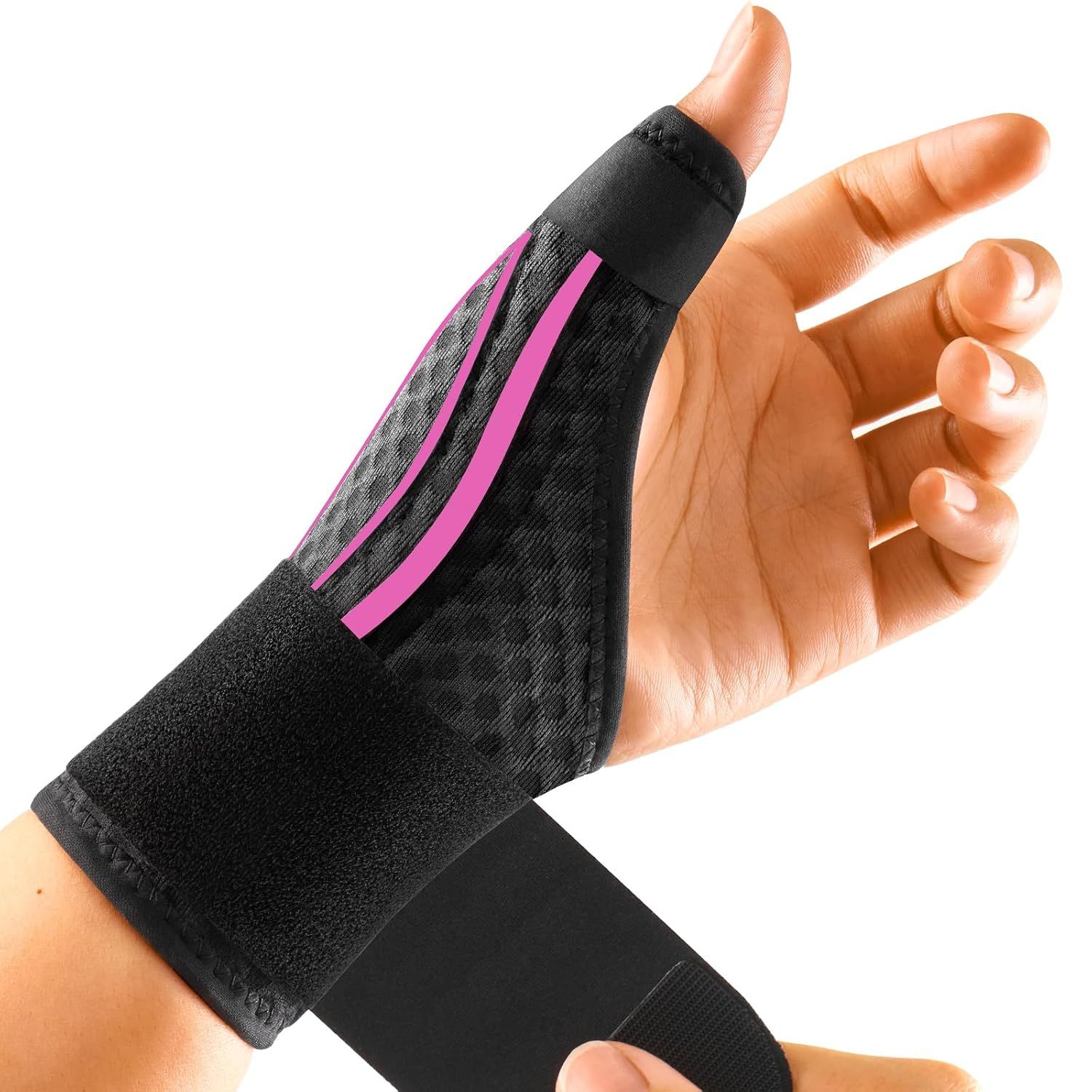Detailansicht einer weichen Lycra-gefütterten Handgelenkbandage.