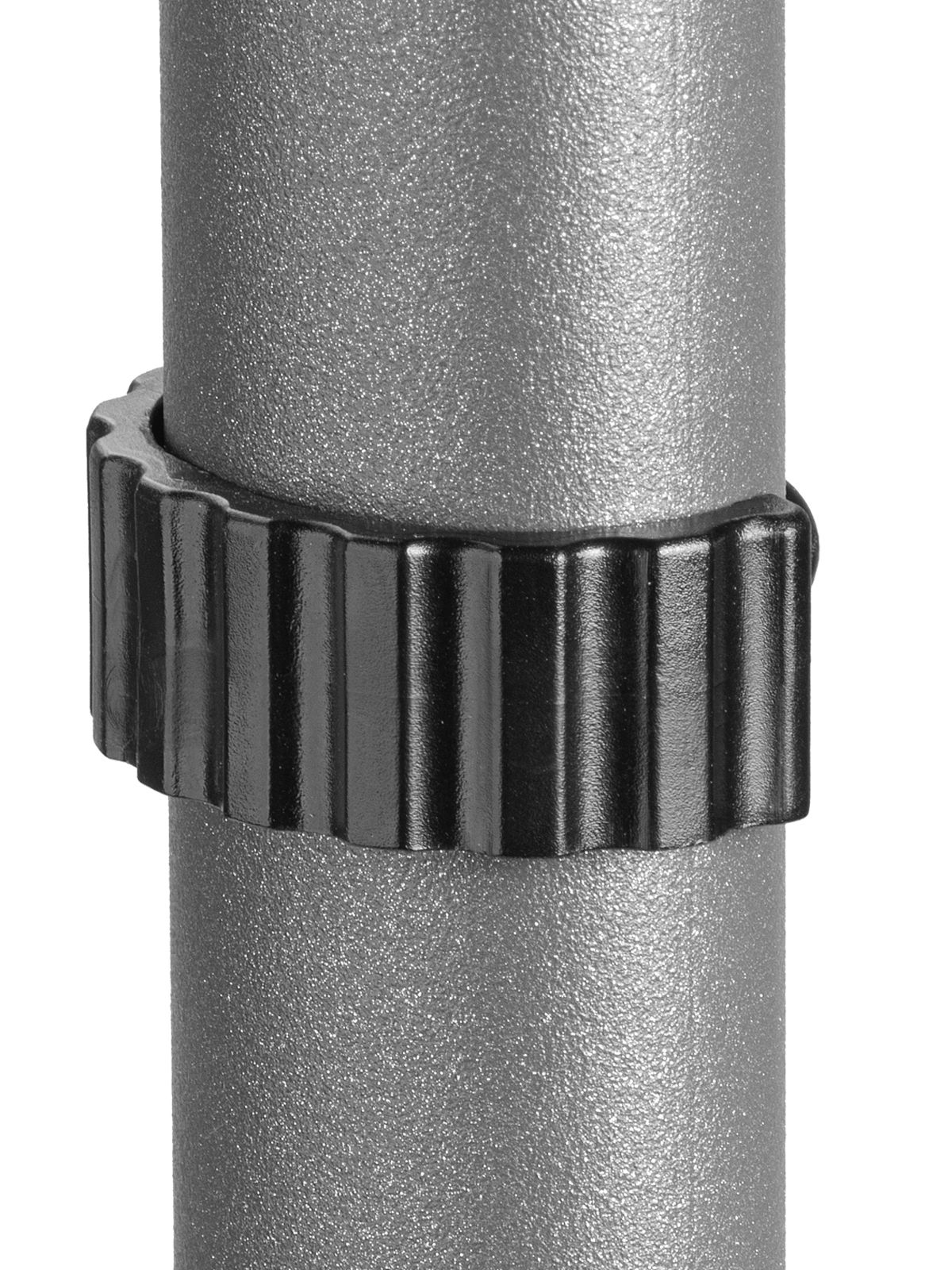 Grauer Metallstab mit schwarzem Rändelrad zur Längenverstellung.