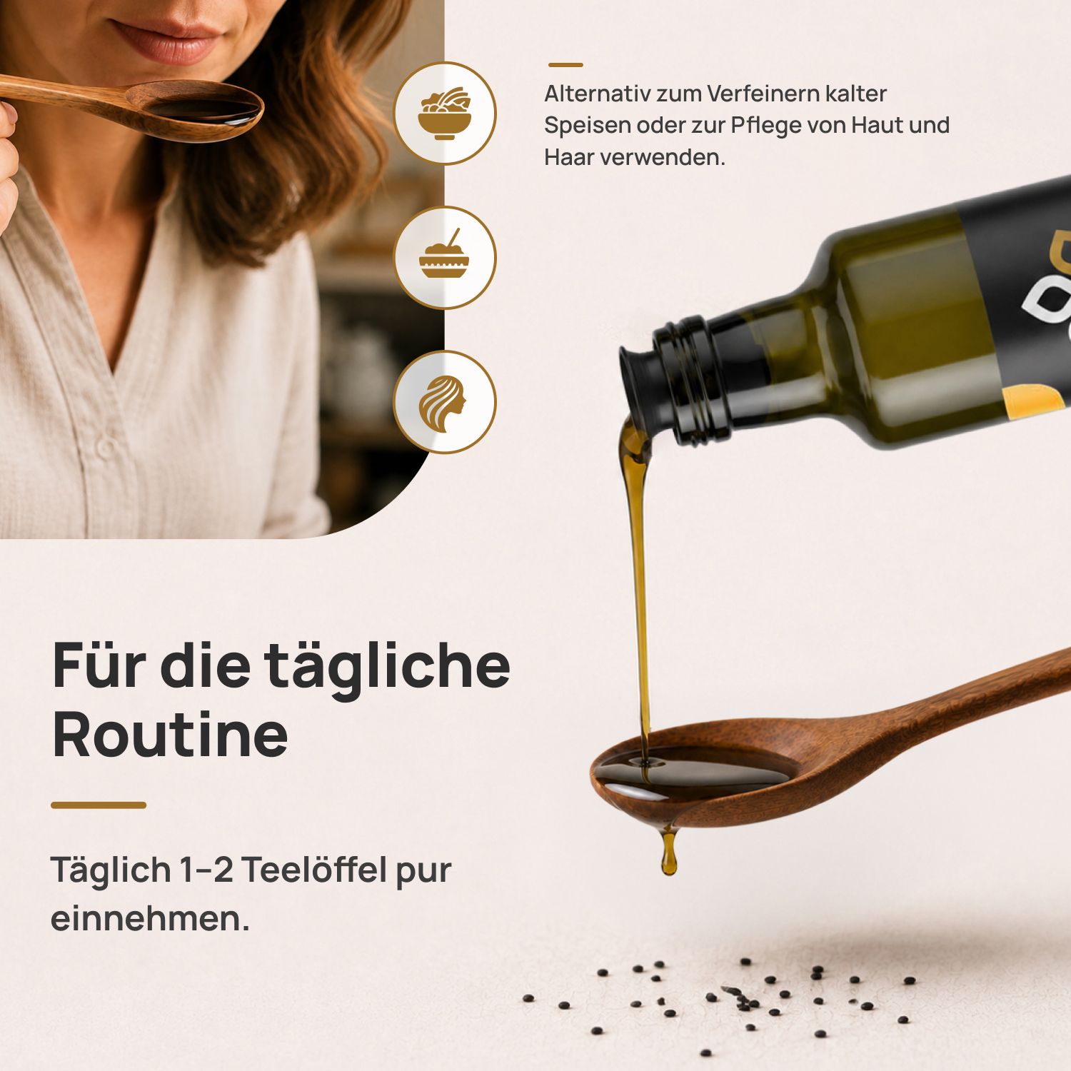 Nigellio Bio-Schwarzkümmelöl ungefiltert mit Orange-Minze verfeinert aus ägyptischer Saat