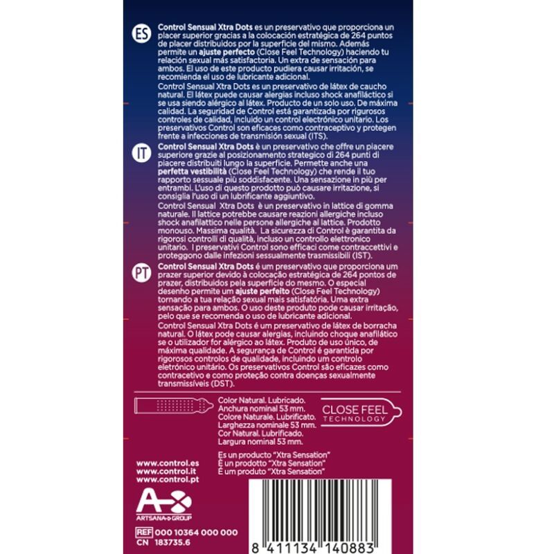 Verpackung mit Produktinformationen. Text in Spanisch, Portugiesisch und Italienisch. Enthält Informationen zu Inhaltsstoffen und Eigenschaften.