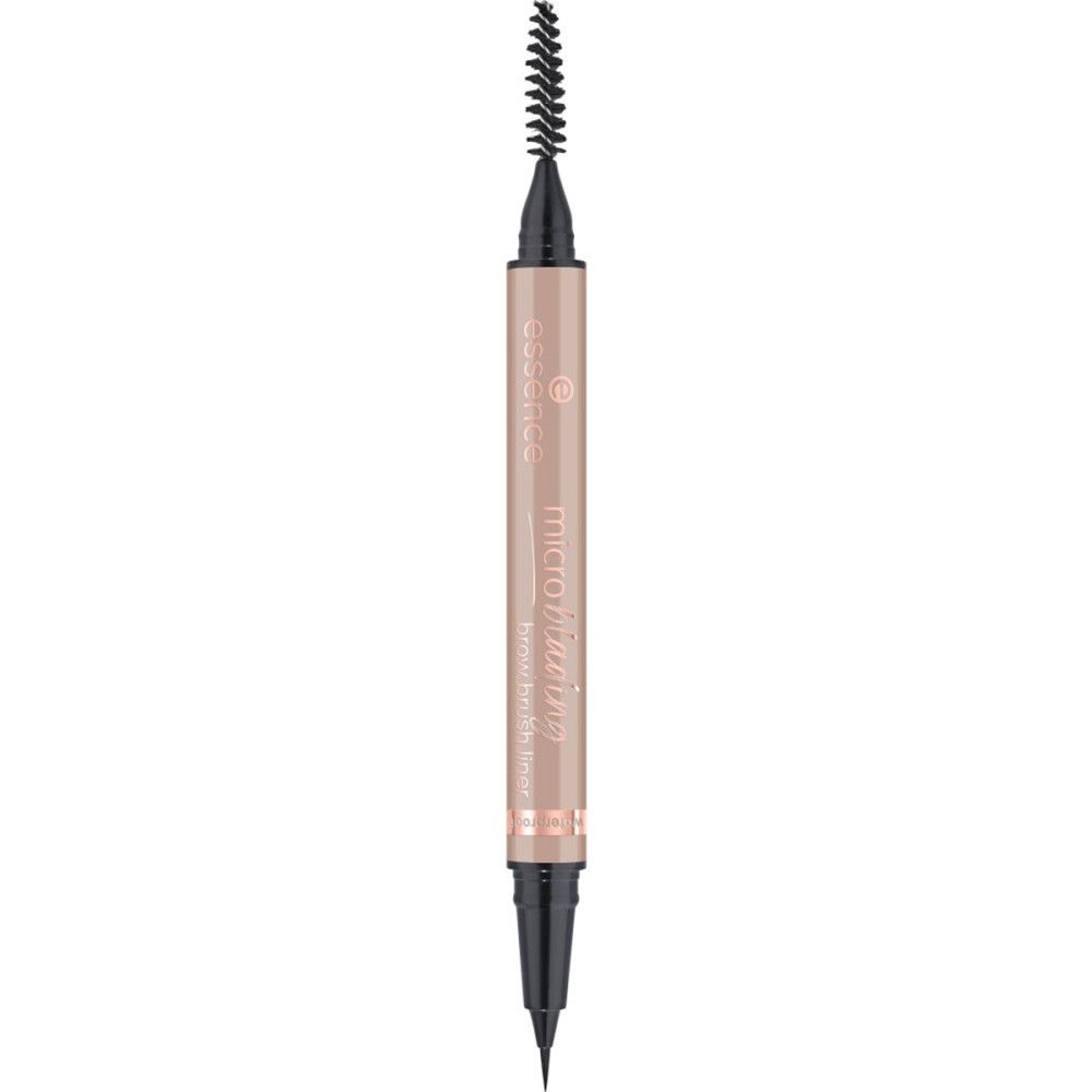 Doppelstift. Auf einer Seite Bürste, andere Seite Filzstift. Aufschrift: Microblading Brow Brush Liner. Marke: Essence.