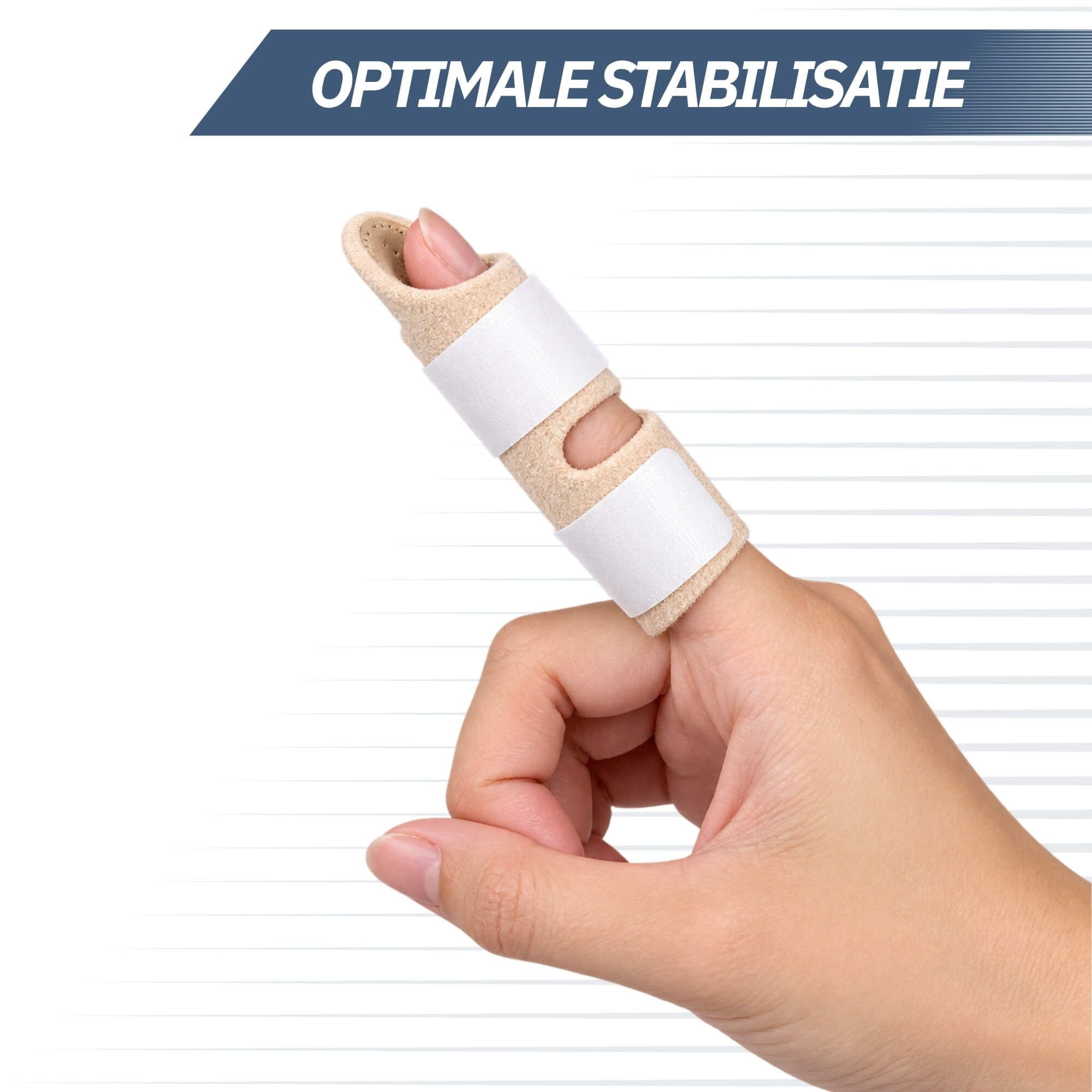 Zwei Finger-Schienen in verschiedenen Größen, aus atmungsaktivem Material.