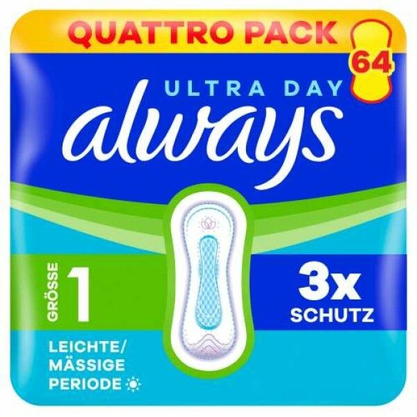 Always Ultra Damenbinden Leichte / Mässige Periode (Größe 1) 64 Stück