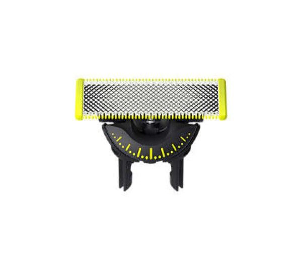 Schneideeinheit mit gelben Akzenten. Schwarzer Halter mit Skala. Silberfarbene Schneidefläche.