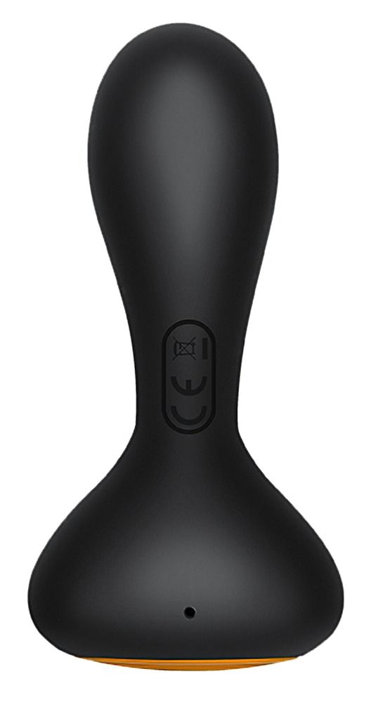 Schwarzes Wellness-Produkt mit CE-Zeichen und goldfarbenem Kreis am Ende.