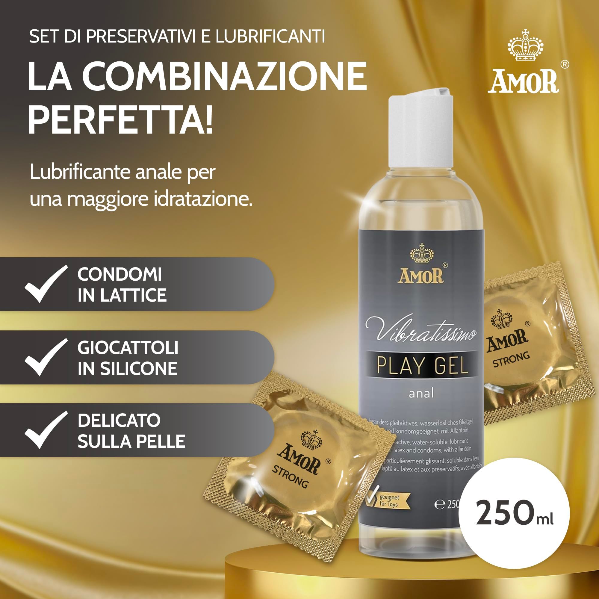 AMOR Strong Kondome + PlayGel Natural Set