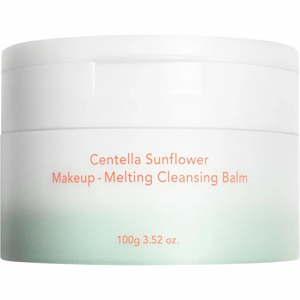 Weiße Dose mit Centella Sunflower Makeup-Melting Cleansing Balm Aufschrift, 100g.