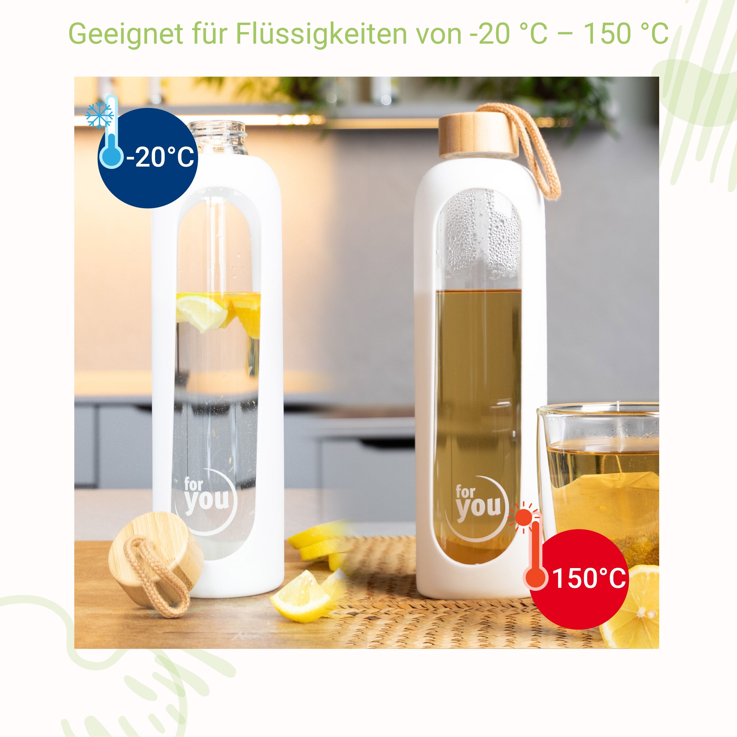 for you Nachhaltige Trinkflasche Dreierpack