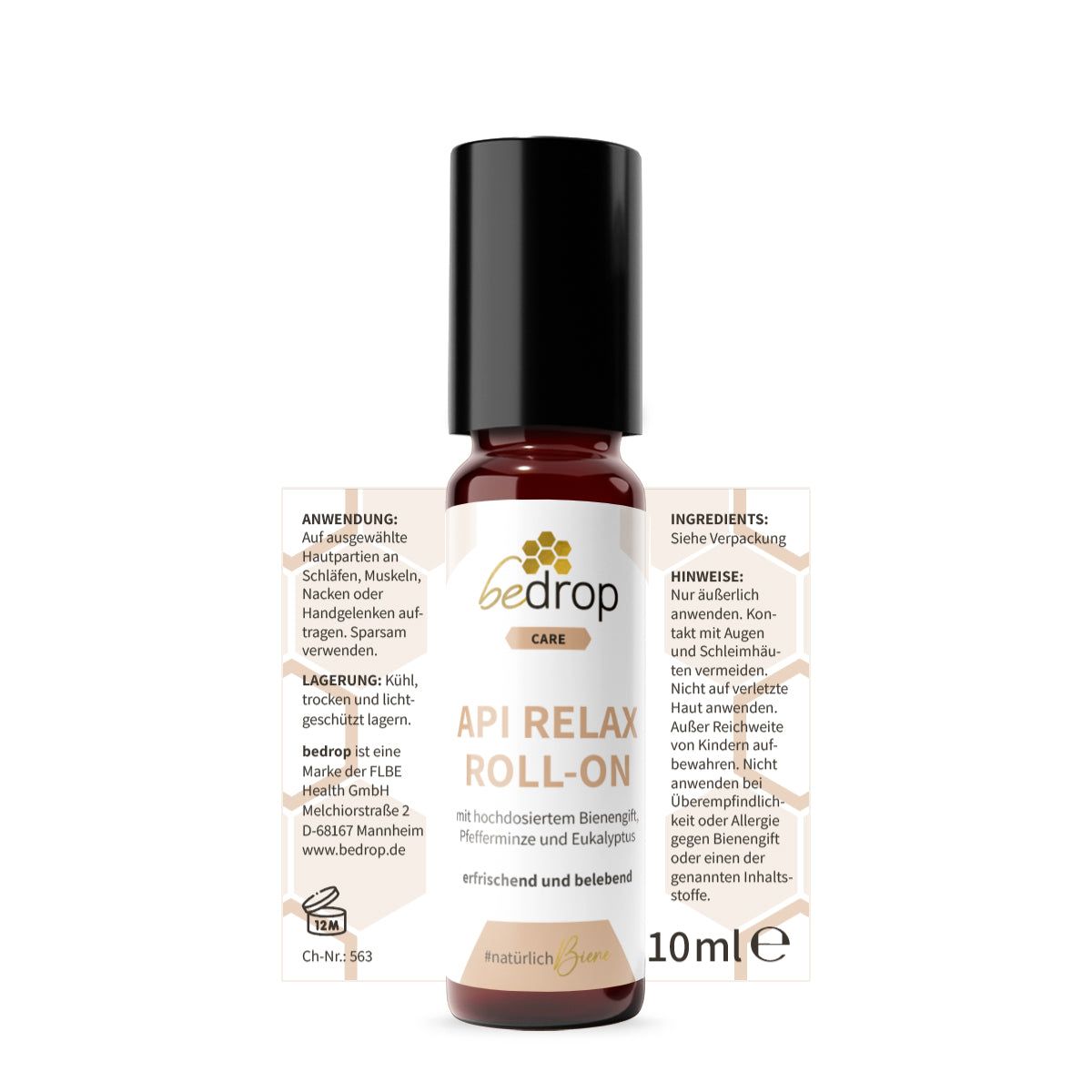 bedrop API RELAX ROLL-ON mit hochdosiertem Bienengift, Pfefferminze und Eukalyptus