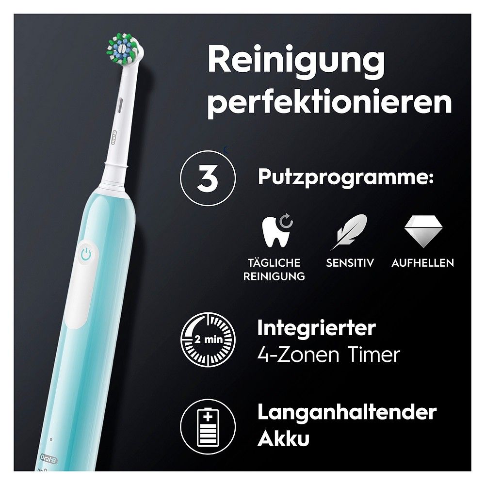 Elektrische Zahnbürste mit 3 Putzprogrammen, 4-Zonen-Timer und Akku.