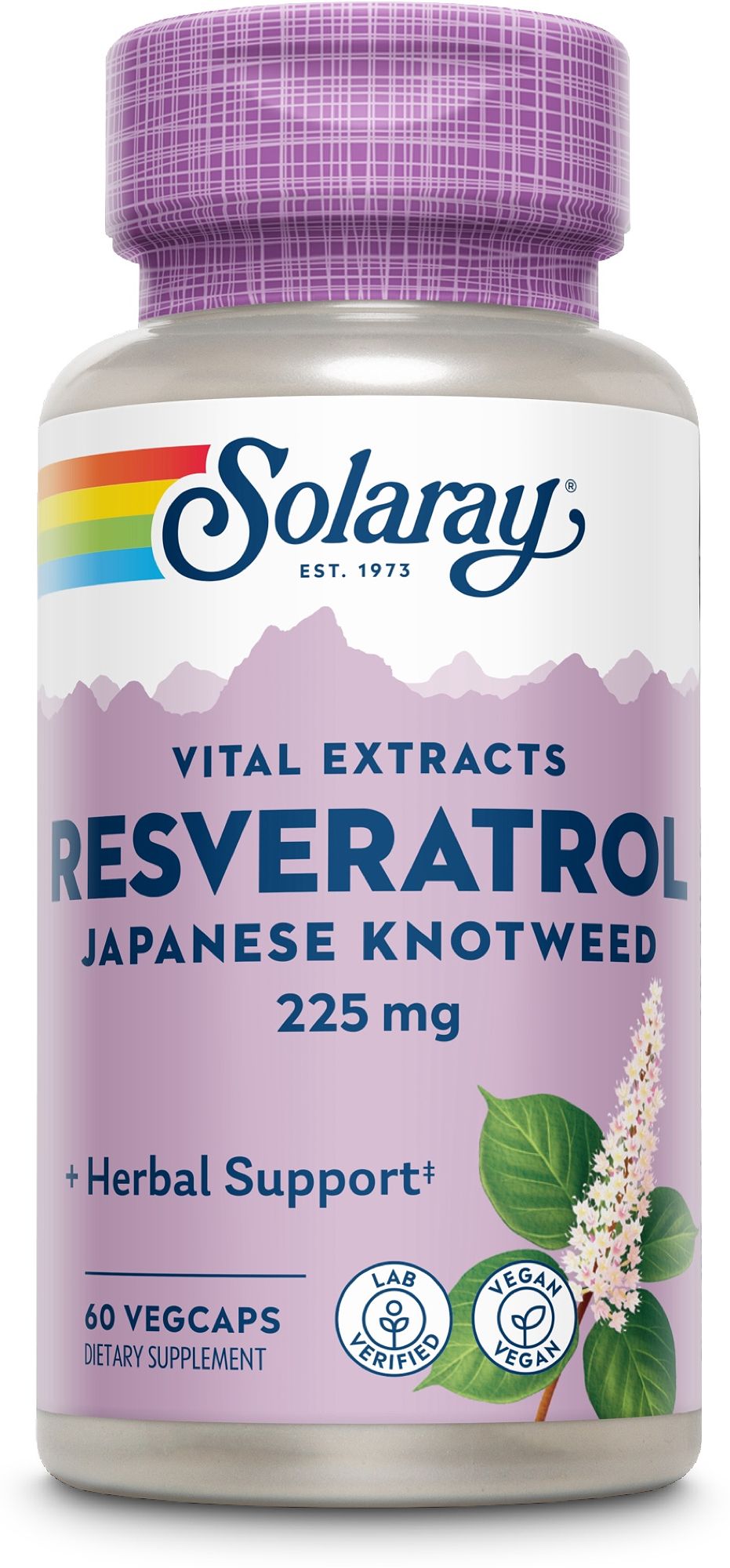 Solaray Resveratrol Triple Strength Flasche mit 60 Vegicaps, vegan und laborgeprüft.