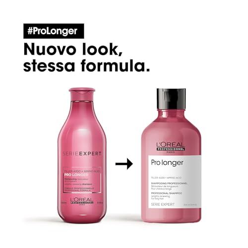 Zwei Flaschen L'Oréal Pro Longer Shampoo: alte und neue Verpackung.