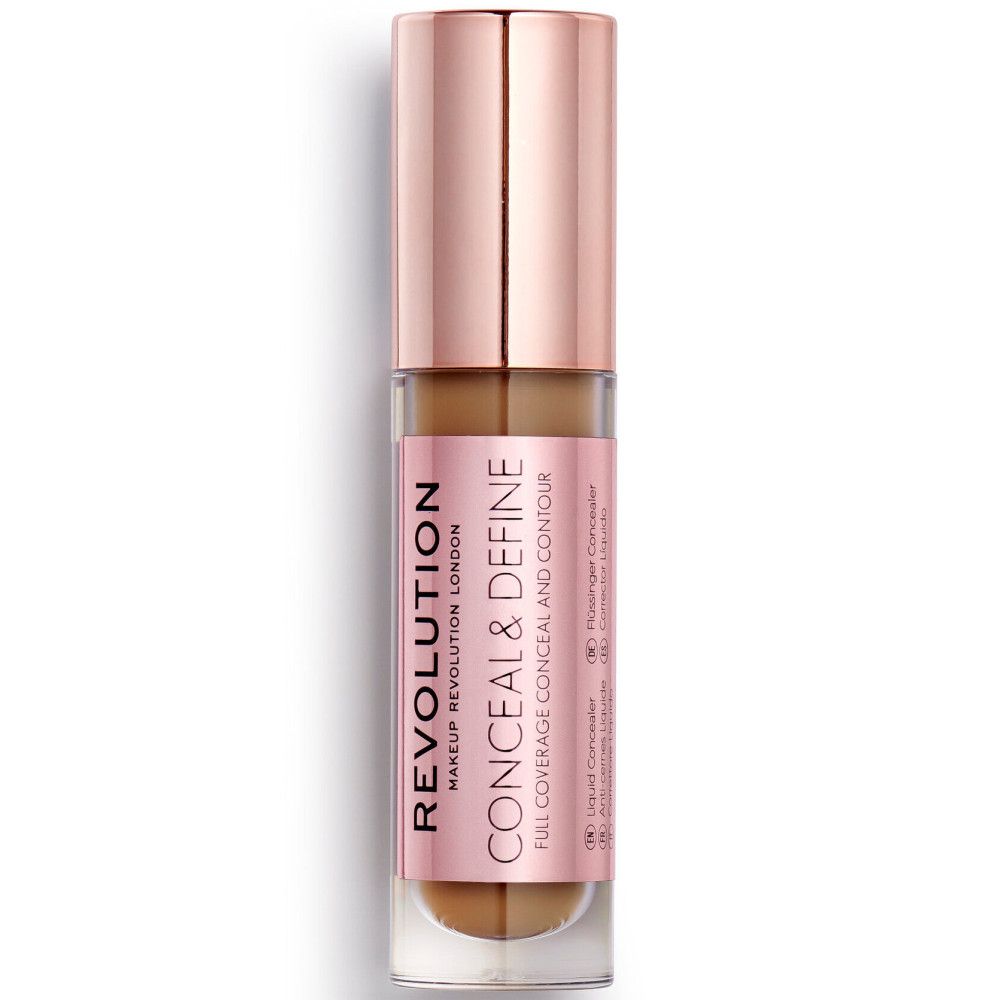 Concealer-Tube mit roségoldfarbenem Deckel. Produktname: Conceal & Define.