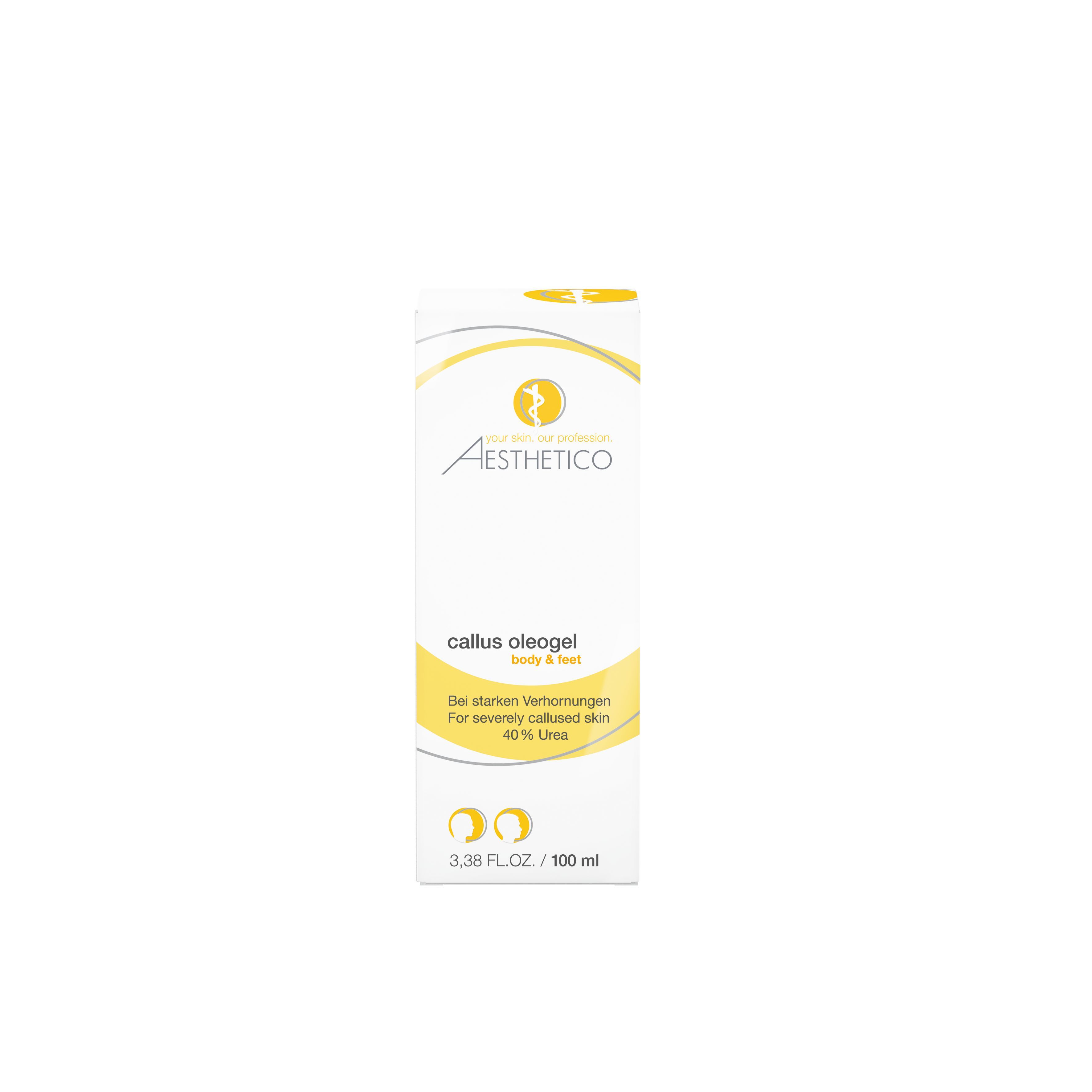 Aesthetico Callus Oleogel Karton, 100ml. Für stark verhornte Haut mit 40% Urea.
