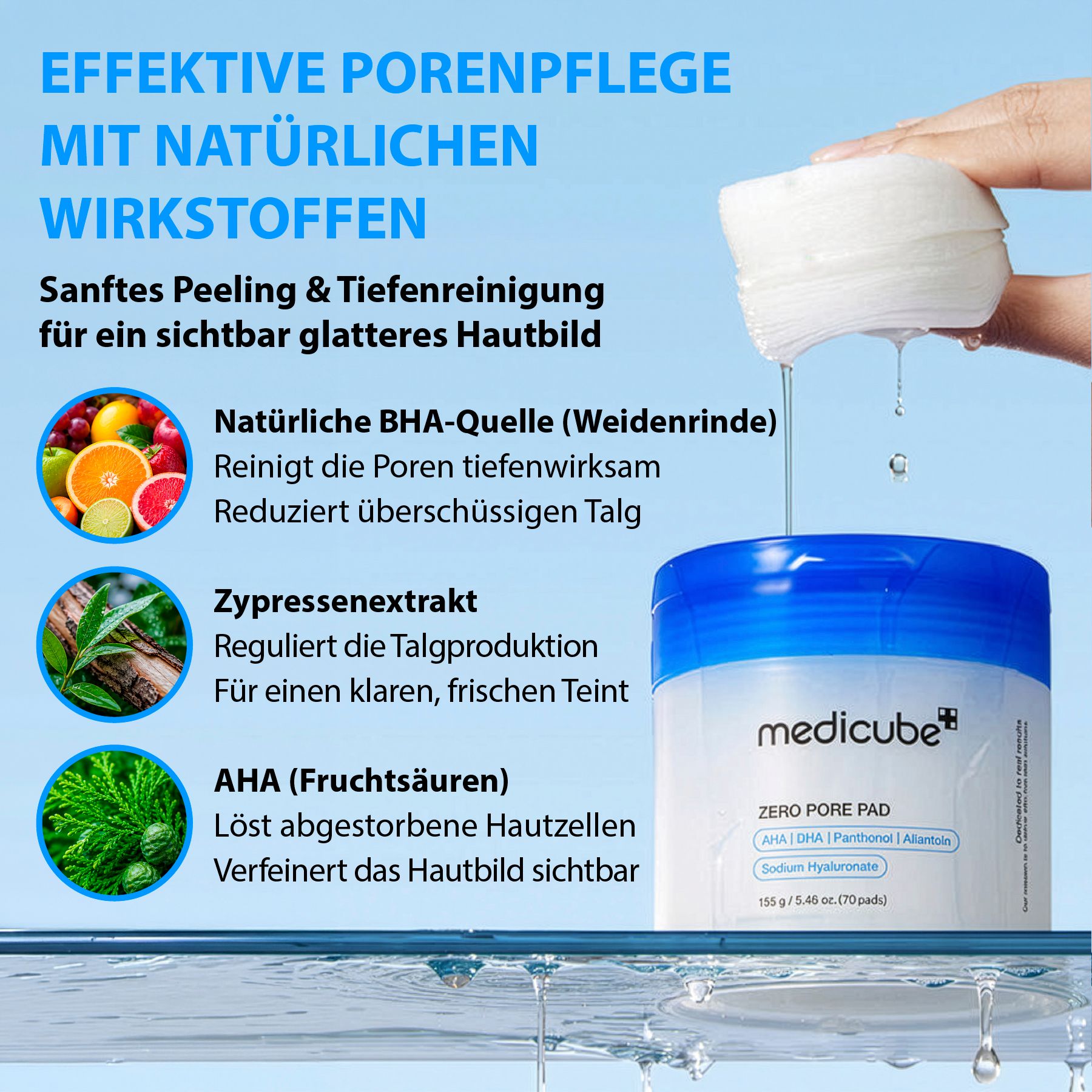 Medicube Zero Pore Pad Gesichtsreinigung Toner Doppelseitige Reinigungspads AHA BHA