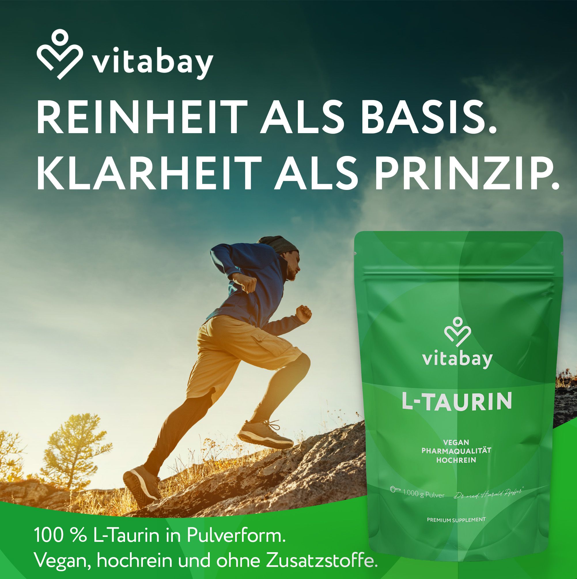 Vitabay L-Taurin Pulver: Hochreines Pulver, 1000g pro Beutel.