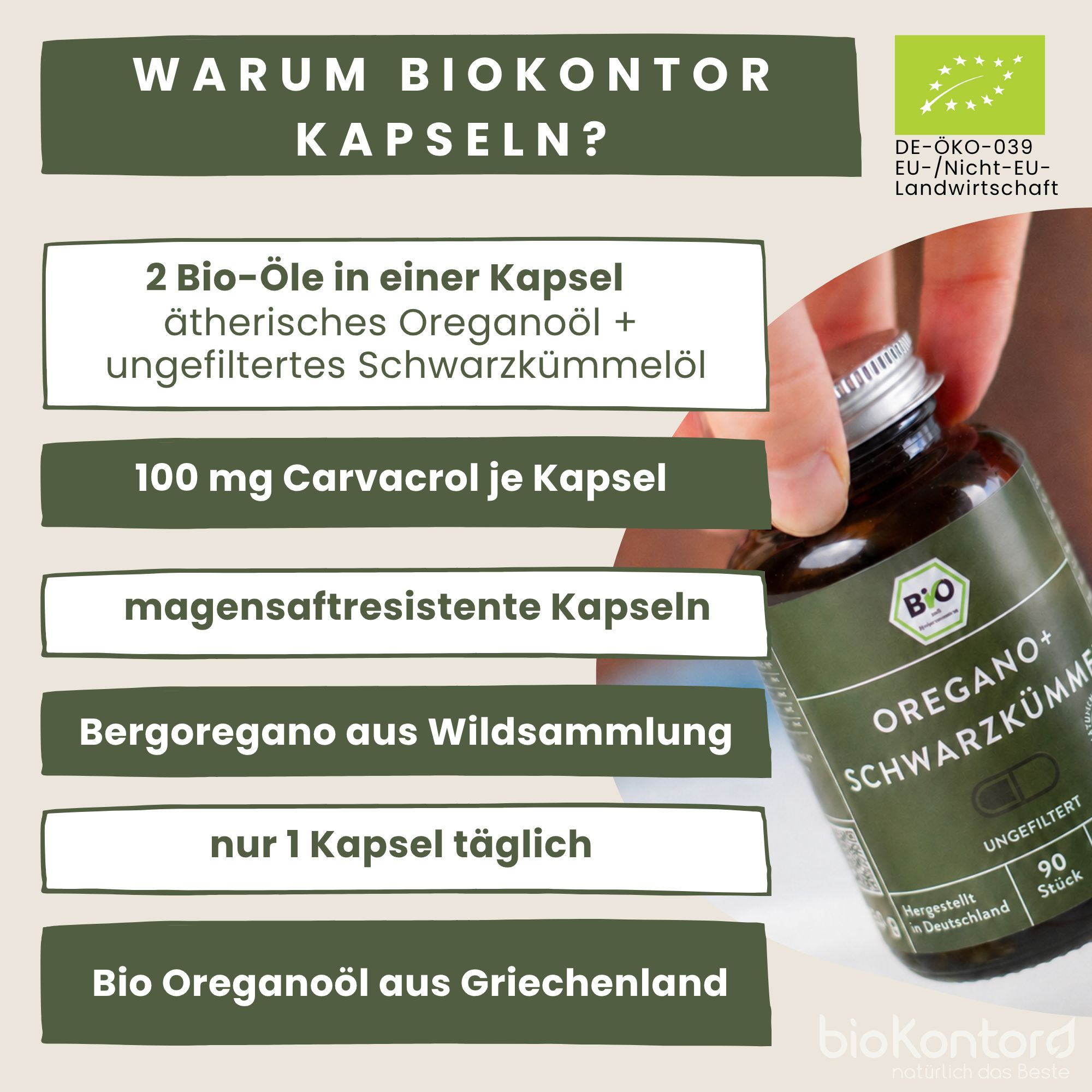 Oreganoöl und Schwarzkümmelöl Kapseln - 100 mg Carvacrol