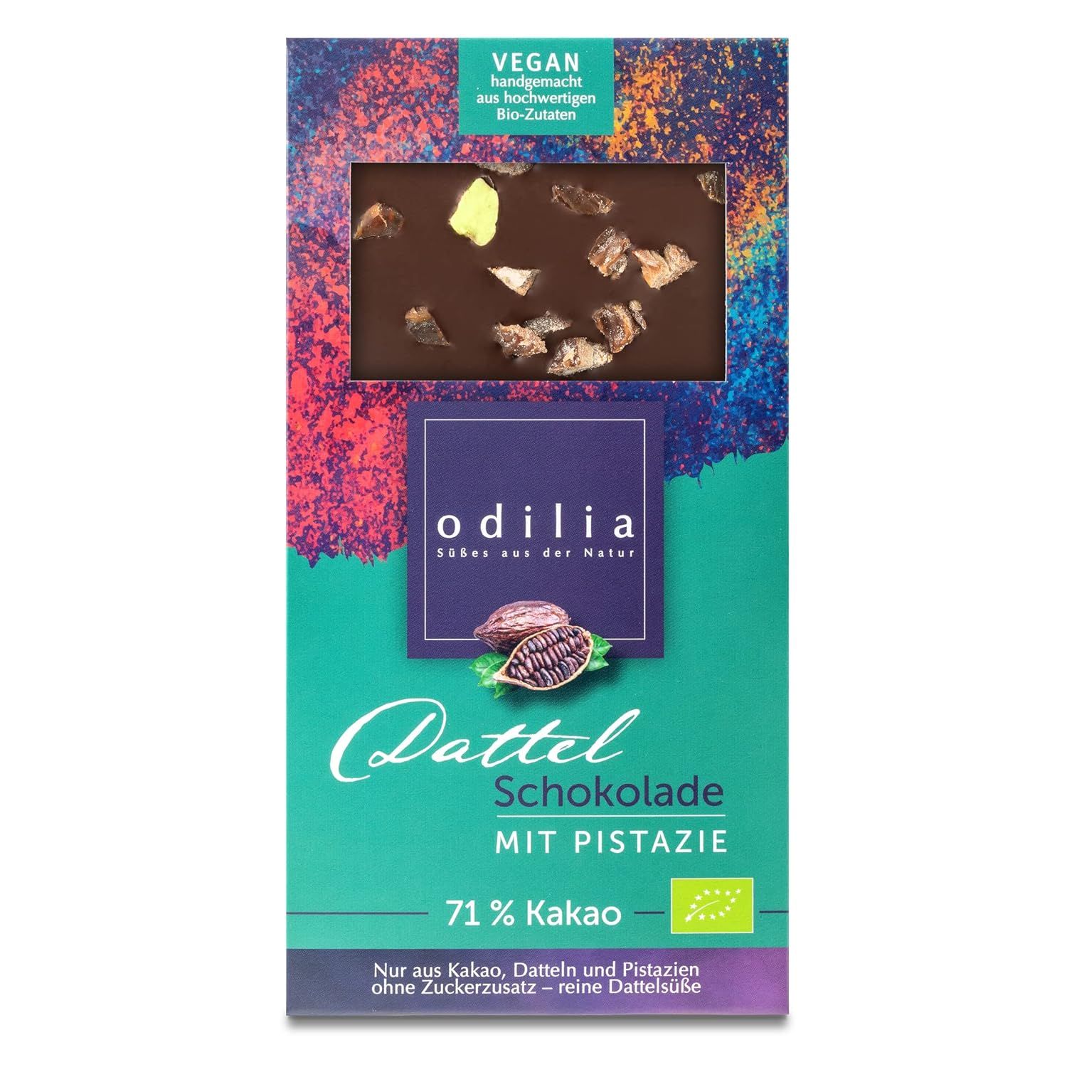 odilia Bio Dattel Schokolade mit Pistazie 71% Kakao