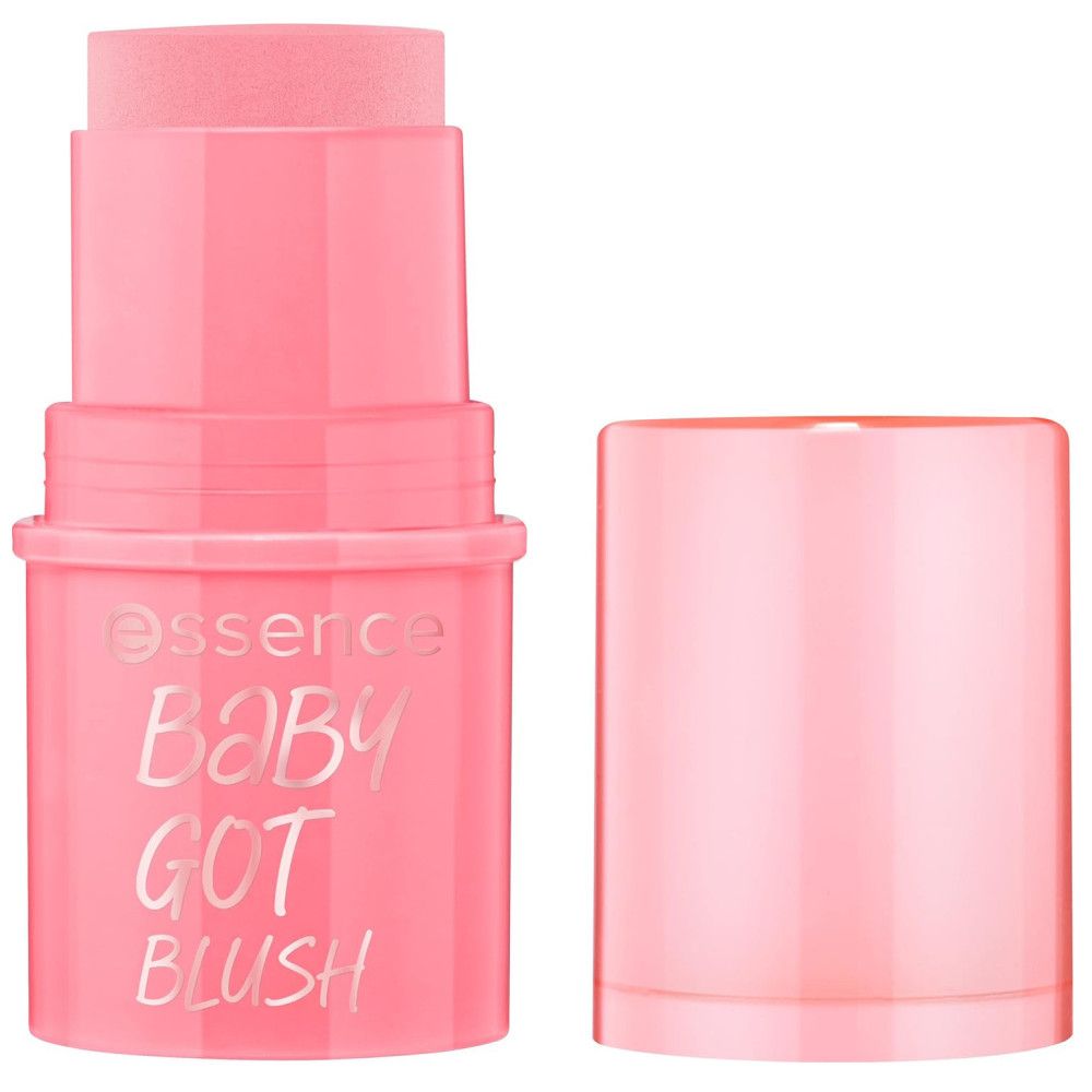 Rosa Wangenstift mit abgenommenem Deckel. Aufschrift: Baby Got Blush. Marke: Essence.