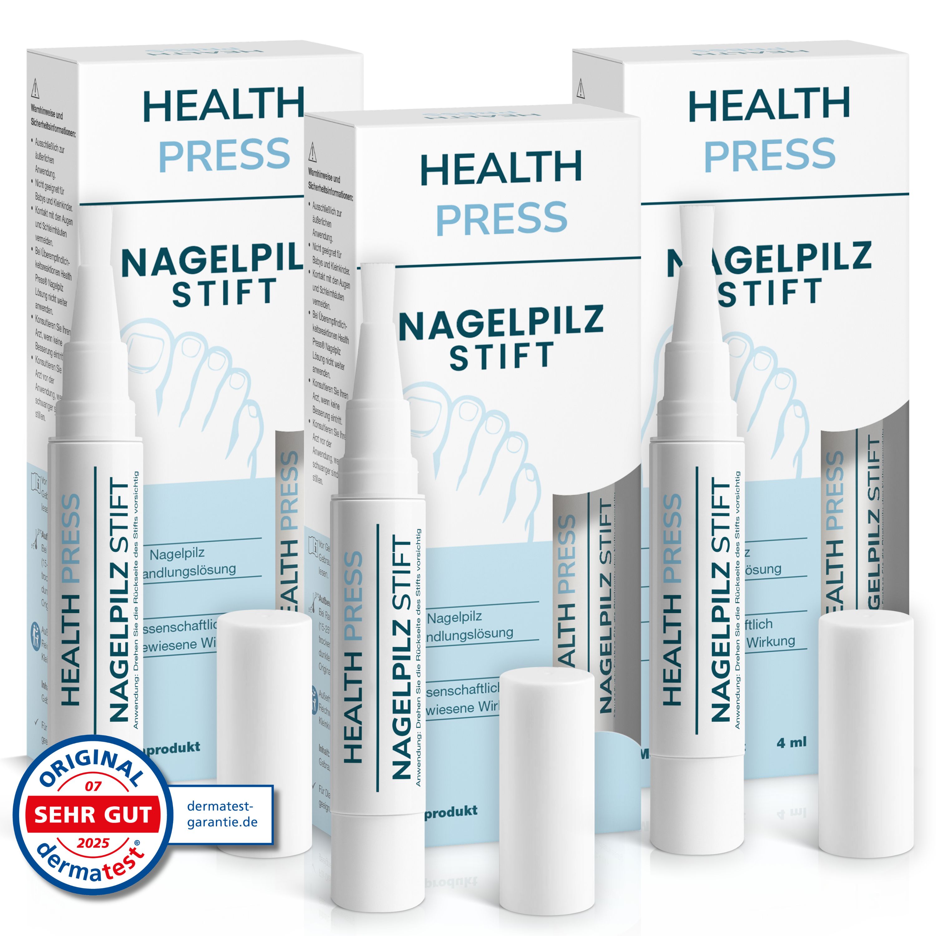 Health Press Nagelpilz Stift 3er Set – Nagelpilz Lack für schnelle & effektive Behandlung
