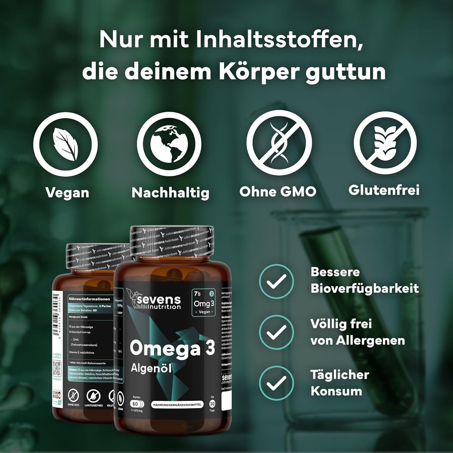SEVENS NUTRITION Omega 3 Vegan aus Algenöl Premium Kapseln