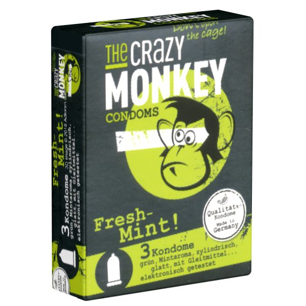 Crazy Monkey *Fresh Mint!* freche grüne Kondome mit Minzaroma