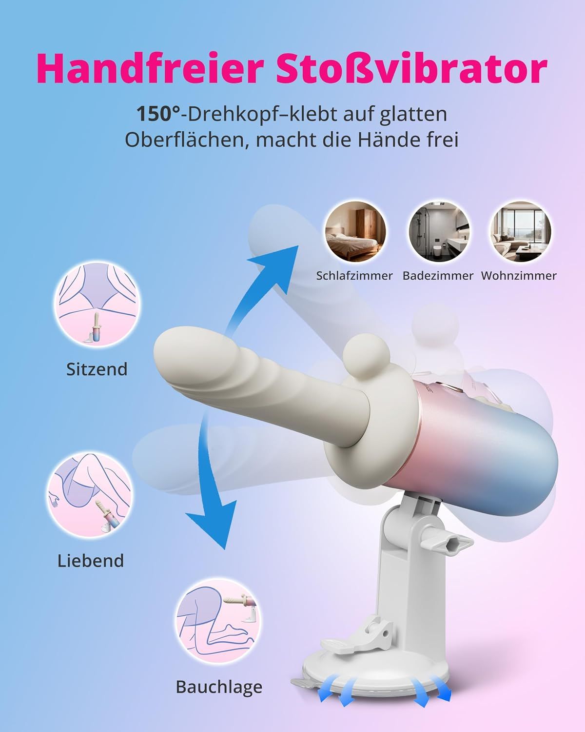 Handheld-Vibrator mit Farbverlauf, der für Solo- oder Paarspiel verwendet werden kann.