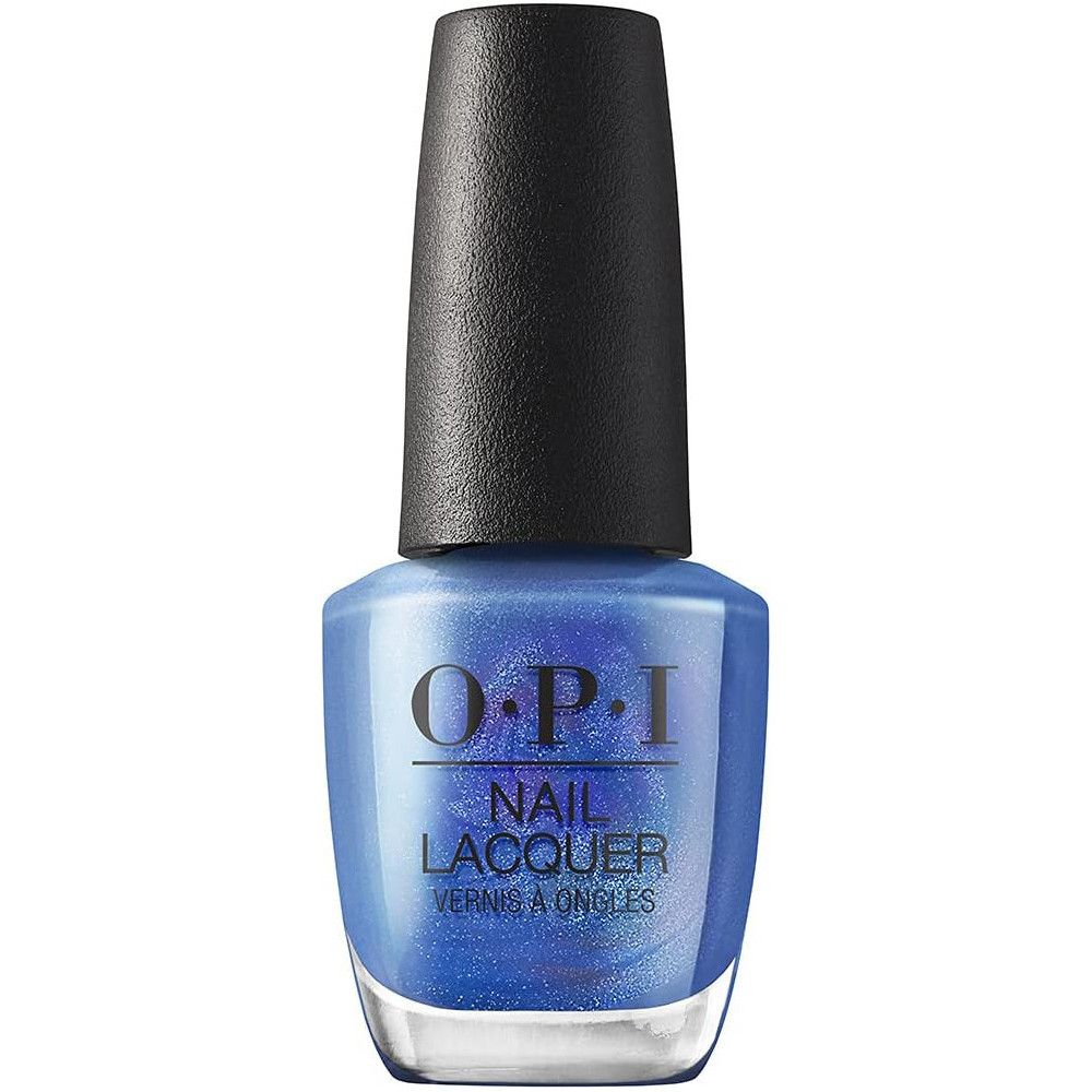 OPI Nagellacke Flasche. Blaue Farbe mit schwarzem Deckel. Aufschrift: Nail Lacquer.