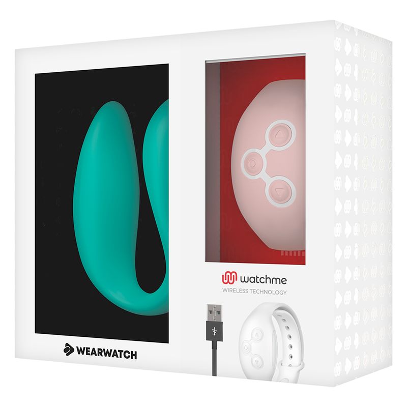 Verpackung des Wearwatch Dual-Technologie Watchme Vibrator-Sets mit Produktabbildungen.