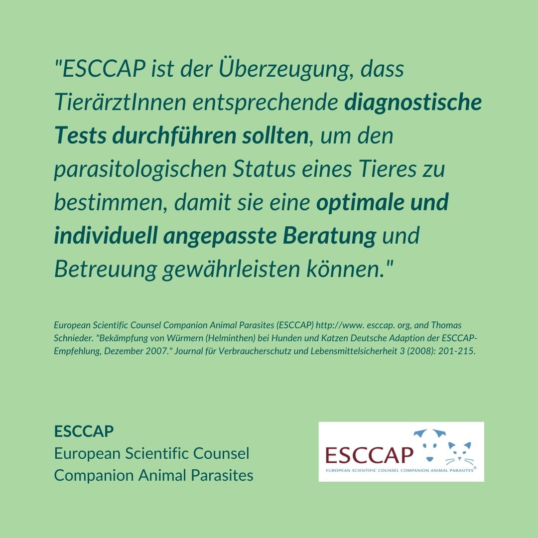 ESCCAP-Empfehlung für diagnostische Tests zur Bestimmung des parasitären Status.
