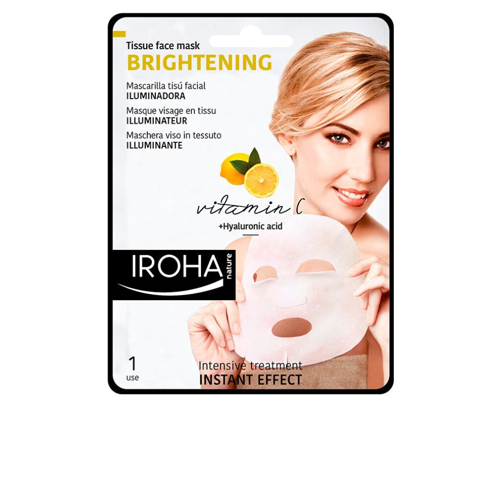 Iroha Nature Gesichtsmaske mit Vitamin C und Hyaluronsäure für strahlende Haut.