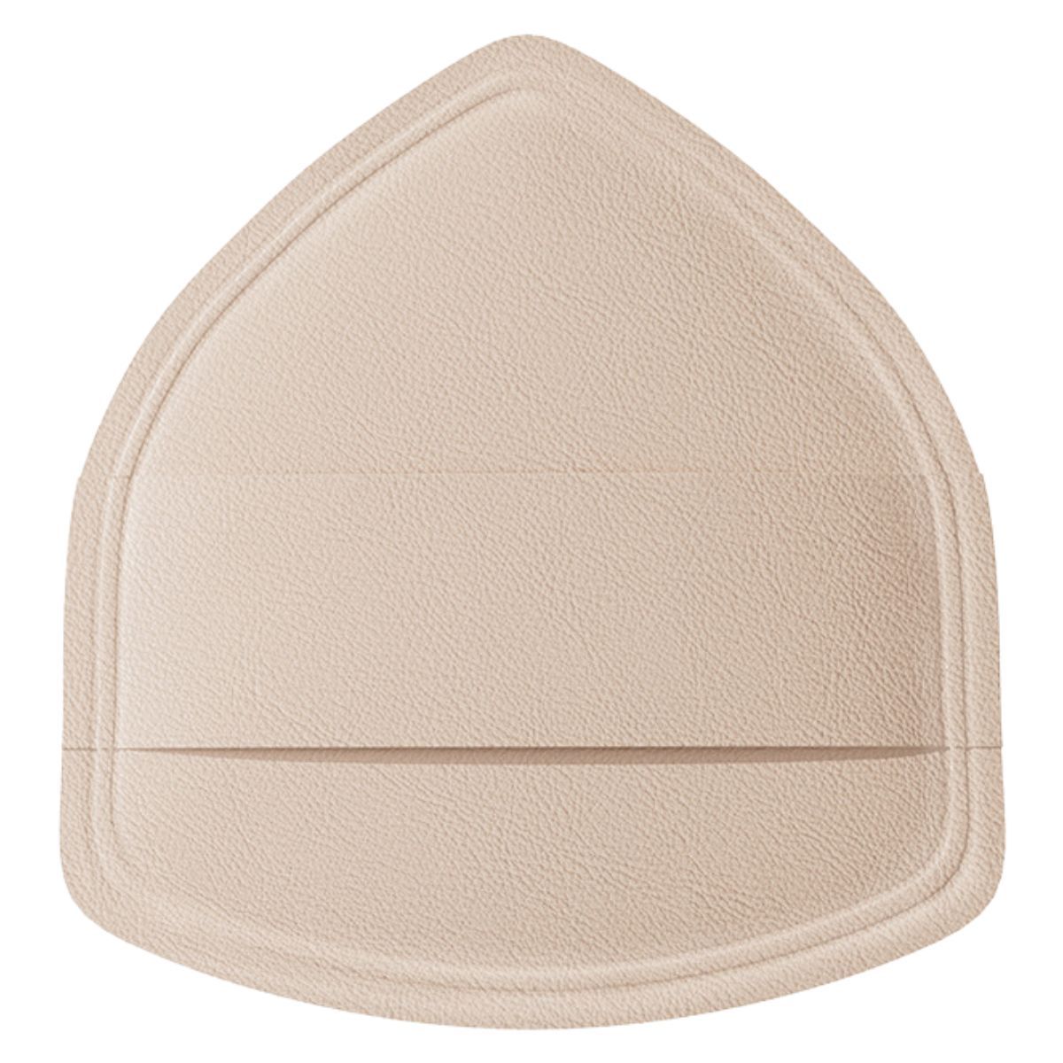 Beige, dreieckige Einlage aus Lederimitat mit Nahtdetails.