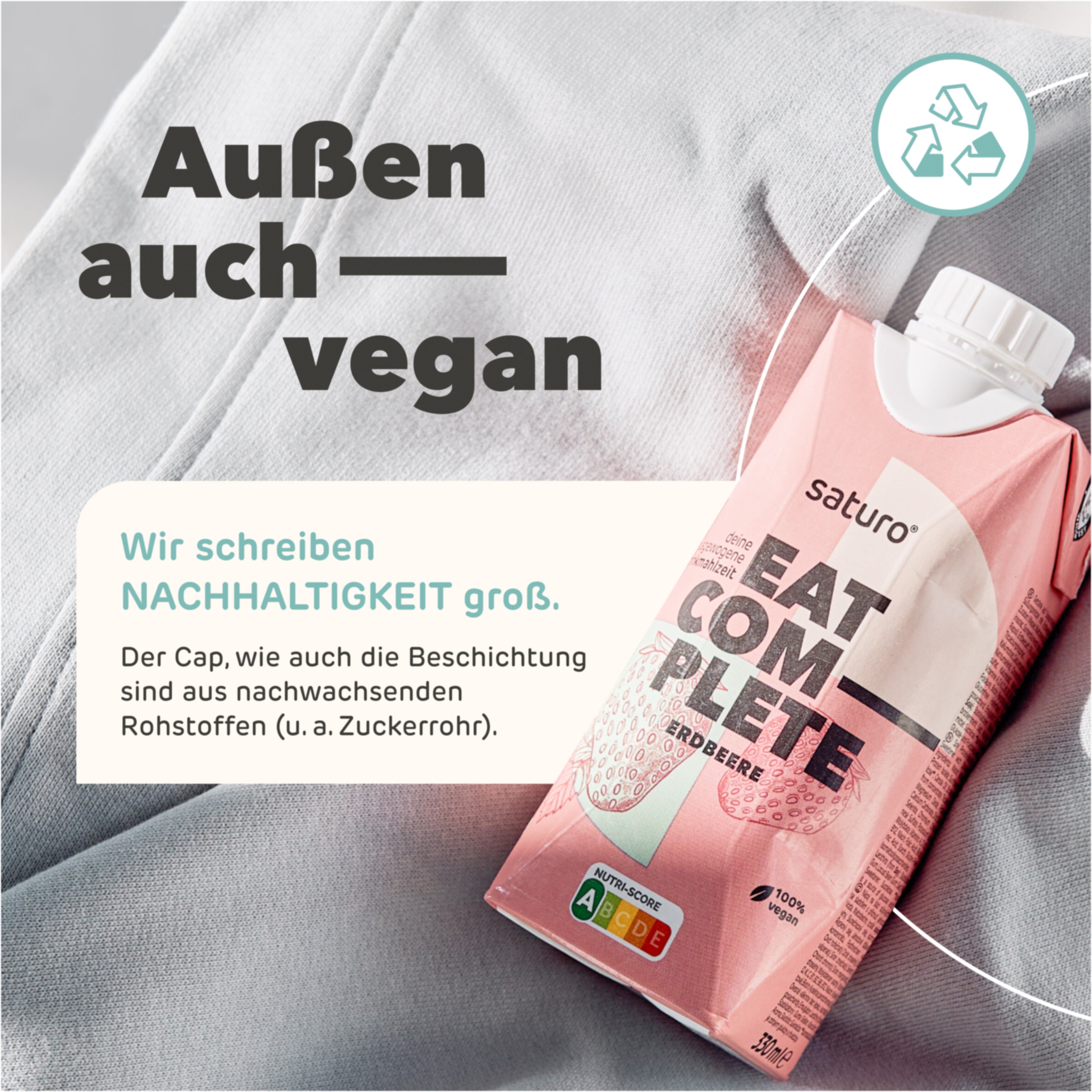 Saturo Trinknahrung Vegan Erdbeere| Astronautennahrung Mit Protein | Trinkmahlzeit Mit Nährstoffen