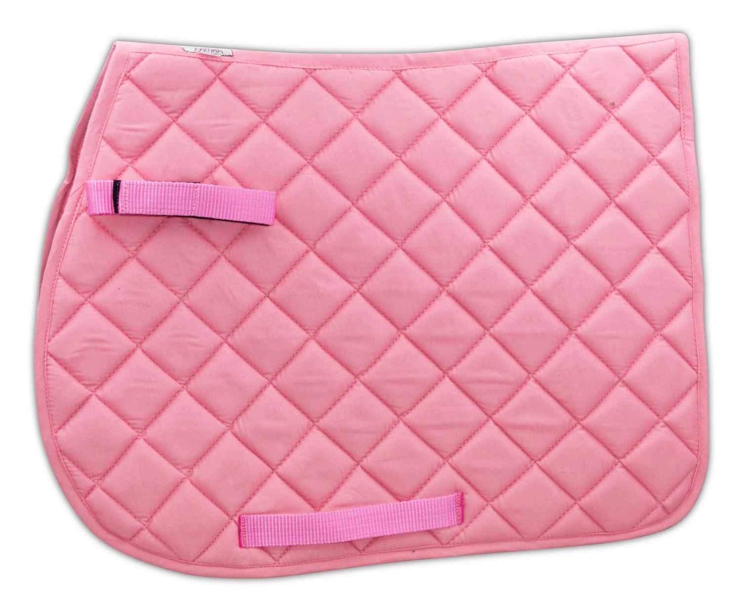 Rosa Schabracke mit Schlaufen und Karomuster. Baumwolle. Quadratische Form.