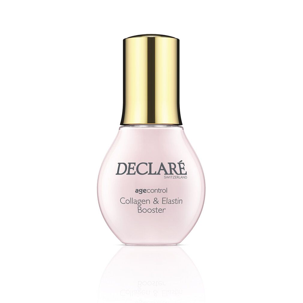 Rosa Flasche mit goldfarbenem Deckel. Aufschrift: DECLARÉ agecontrol Collagen & Elastin Booster.